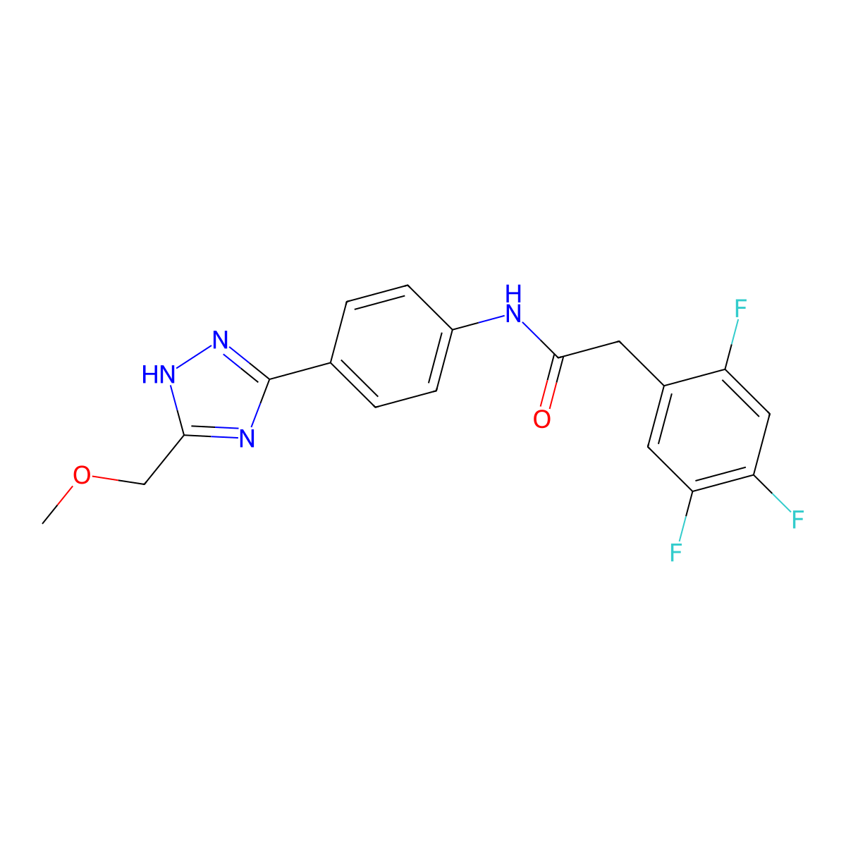 N-{4-[5-(methoxymethyl)-1H-1,2,4-triazol-3-yl]phenyl}-2-(2,4,5-trifluorophenyl)acetamide molecular structure, CAS 1401600-55-2