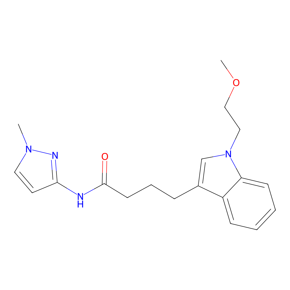 4-[1-(2-methoxyethyl)-1H-indol-3-yl]-N-(1-methyl-1H-pyrazol-3-yl)butanamide molecular structure, CAS 1401600-74-5