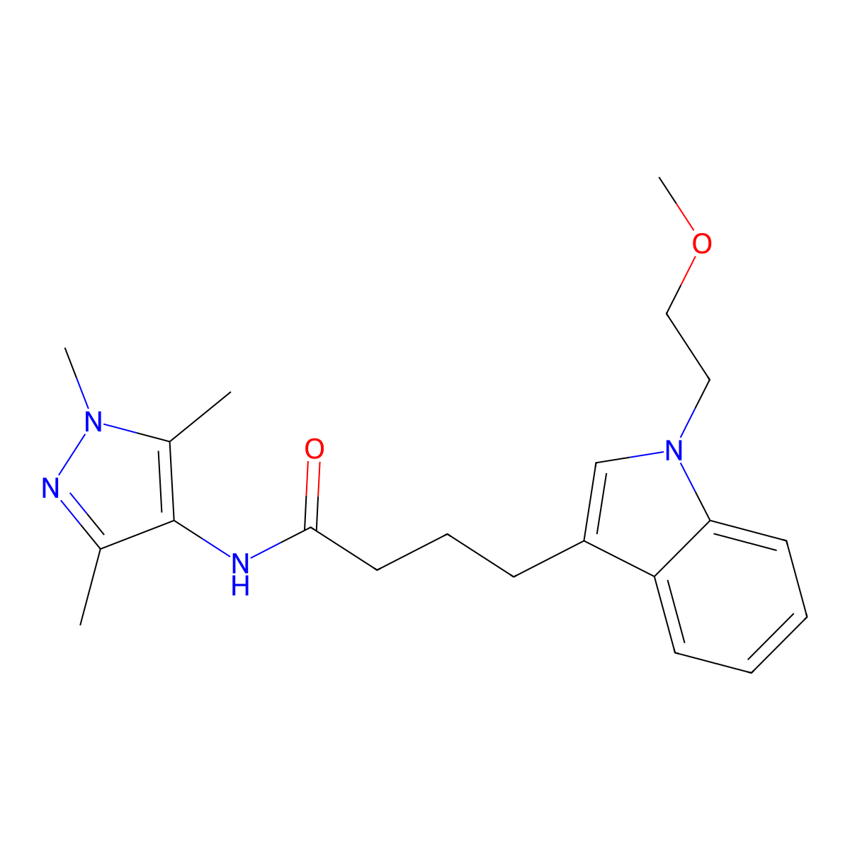 4-[1-(2-methoxyethyl)-1H-indol-3-yl]-N-(1,3,5-trimethyl-1H-pyrazol-4-yl)butanamide molecular structure, CAS 1401600-82-5