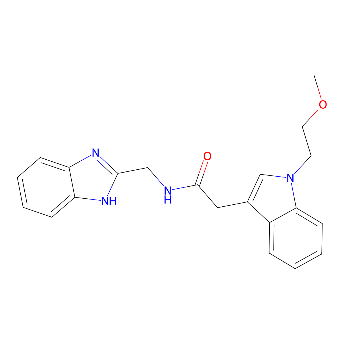 N-(1H-benzimidazol-2-ylmethyl)-2-[1-(2-methoxyethyl)-1H-indol-3-yl]acetamide molecular structure, CAS 1401600-89-2