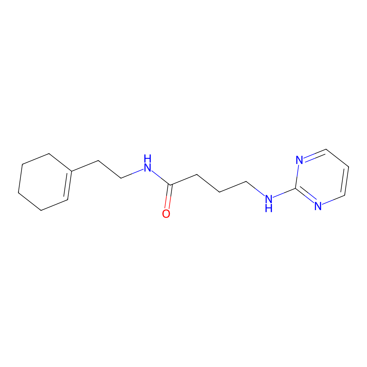 N-[2-(1-cyclohexenyl)ethyl]-4-(2-pyrimidinylamino)butanamide molecular structure, CAS 1401600-94-9