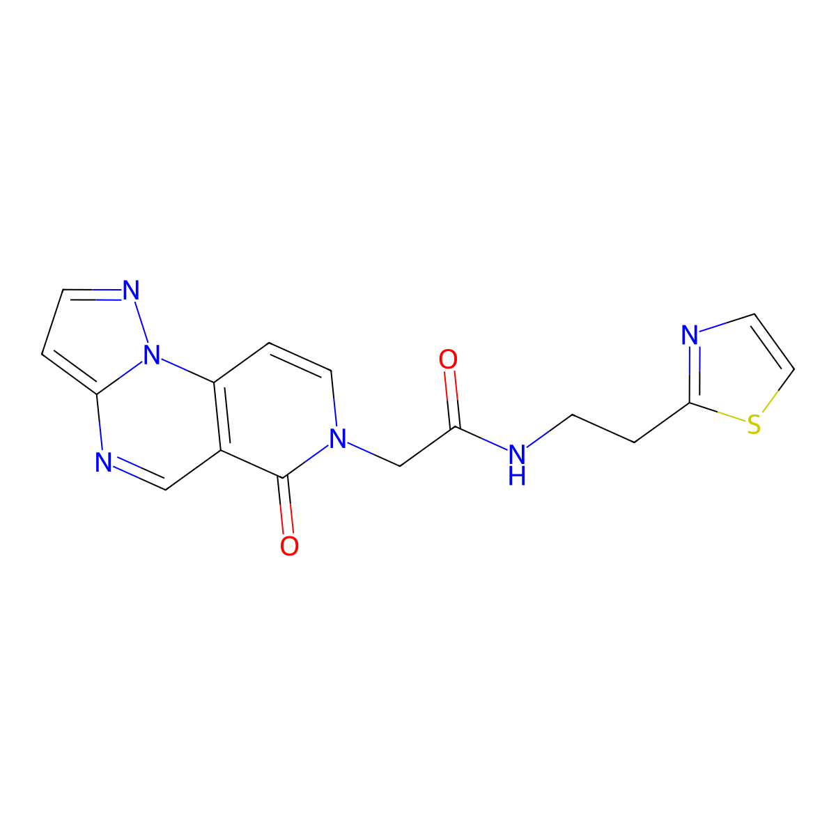 2-(6-oxopyrazolo[1,5-a]pyrido[3,4-e]pyrimidin-7(6H)-yl)-N-[2-(1,3-thiazol-2-yl)ethyl]acetamide molecular structure, CAS 1401601-28-2