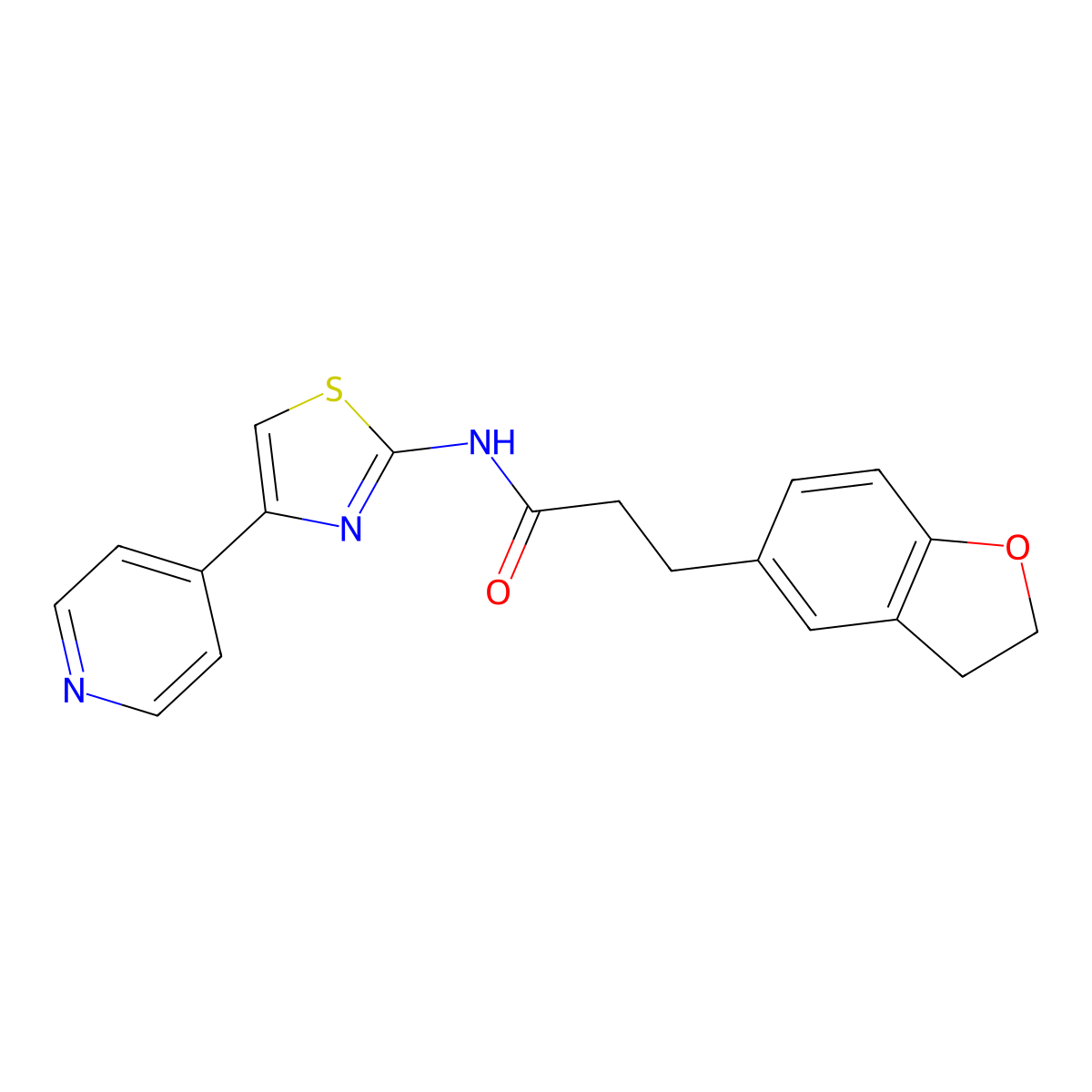 3-(2,3-dihydrobenzofuran-5-yl)-N-(4-(pyridin-4-yl)thiazol-2-yl)propanamide molecular structure, CAS 1401601-47-5