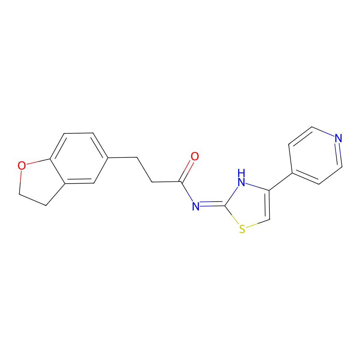 3-(2,3-dihydrobenzofuran-5-yl)-N-(4-(pyridin-4-yl)thiazol-2-yl)propanamide molecular structure, CAS 1401601-47-5
