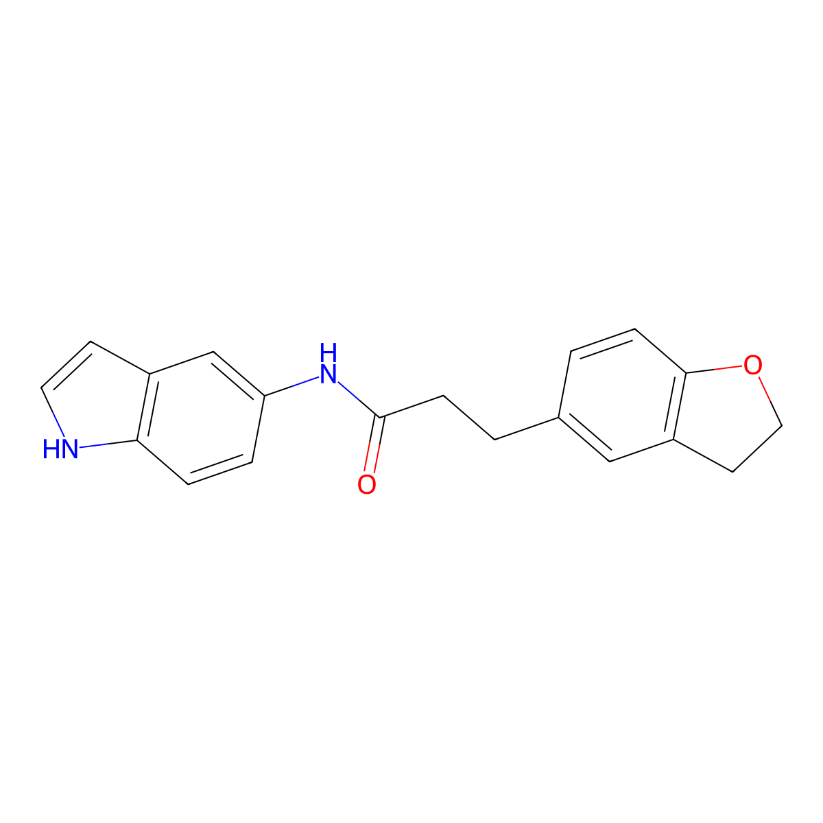 3-(2,3-dihydro-1-benzofuran-5-yl)-N-(1H-indol-5-yl)propanamide molecular structure, CAS 1401601-59-9