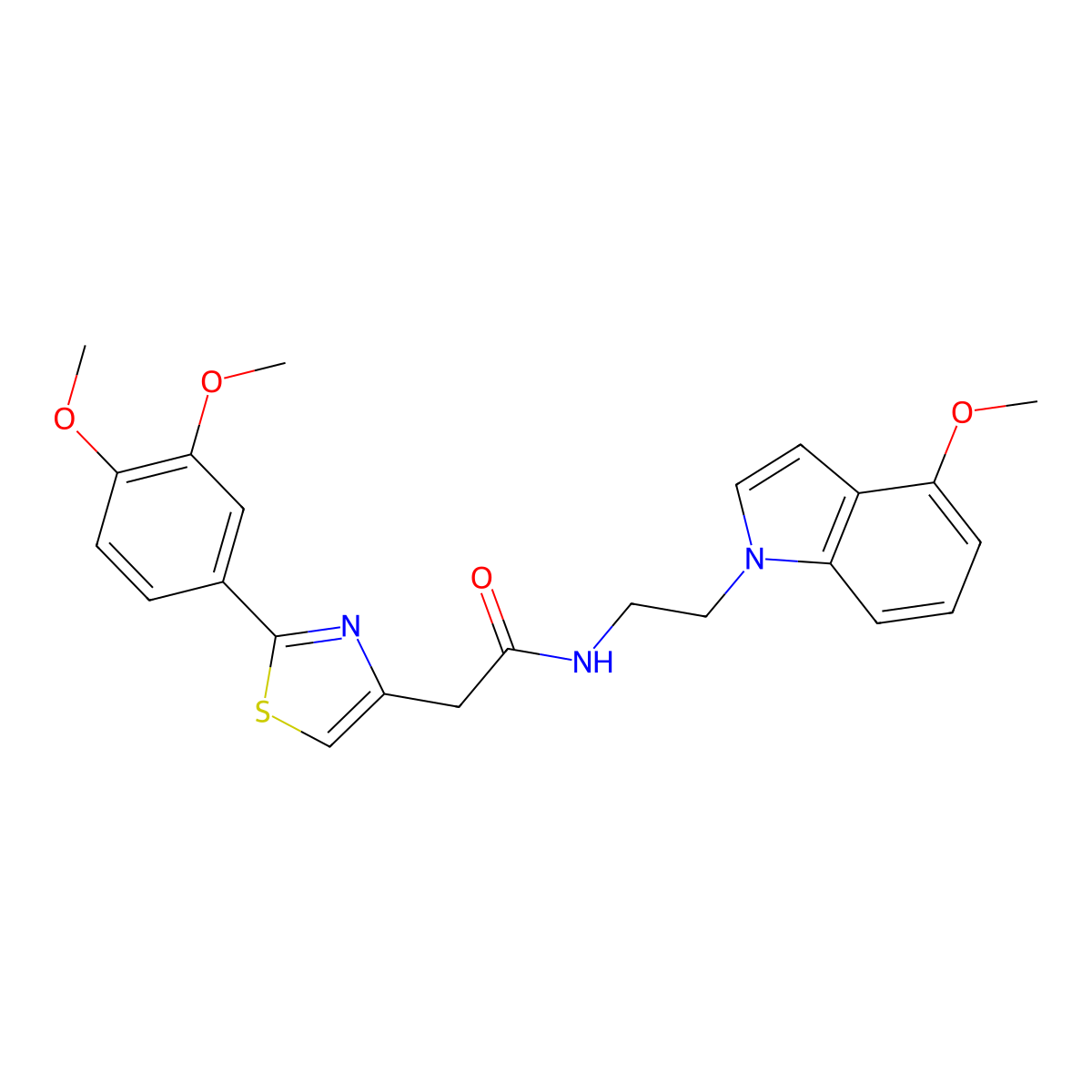 2-[2-(3,4-dimethoxyphenyl)-1,3-thiazol-4-yl]-N-[2-(4-methoxy-1H-indol-1-yl)ethyl]acetamide molecular structure, CAS 1401601-68-0