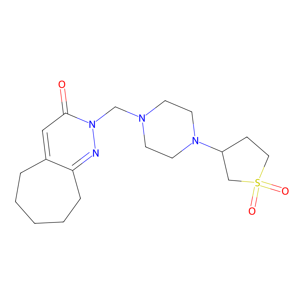 2-{[4-(1,1-dioxidotetrahydrothiophen-3-yl)piperazin-1-yl]methyl}-2,5,6,7,8,9-hexahydro-3H-cyclohepta[c]pyridazin-3-one molecular structure, CAS 1401601-92-0