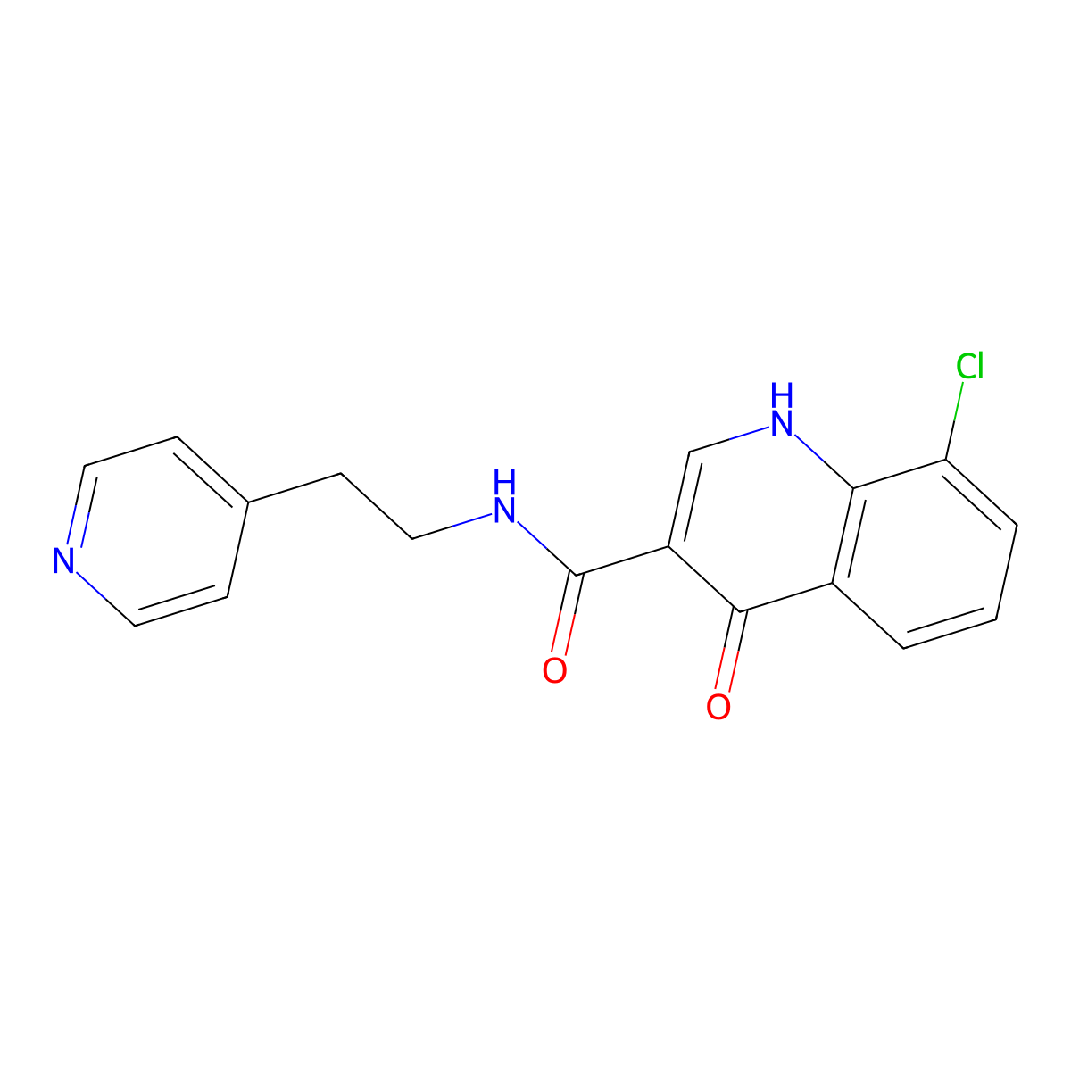 8-chloro-4-hydroxy-N-(2-(pyridin-4-yl)ethyl)quinoline-3-carboxamide molecular structure, CAS 1401602-02-5