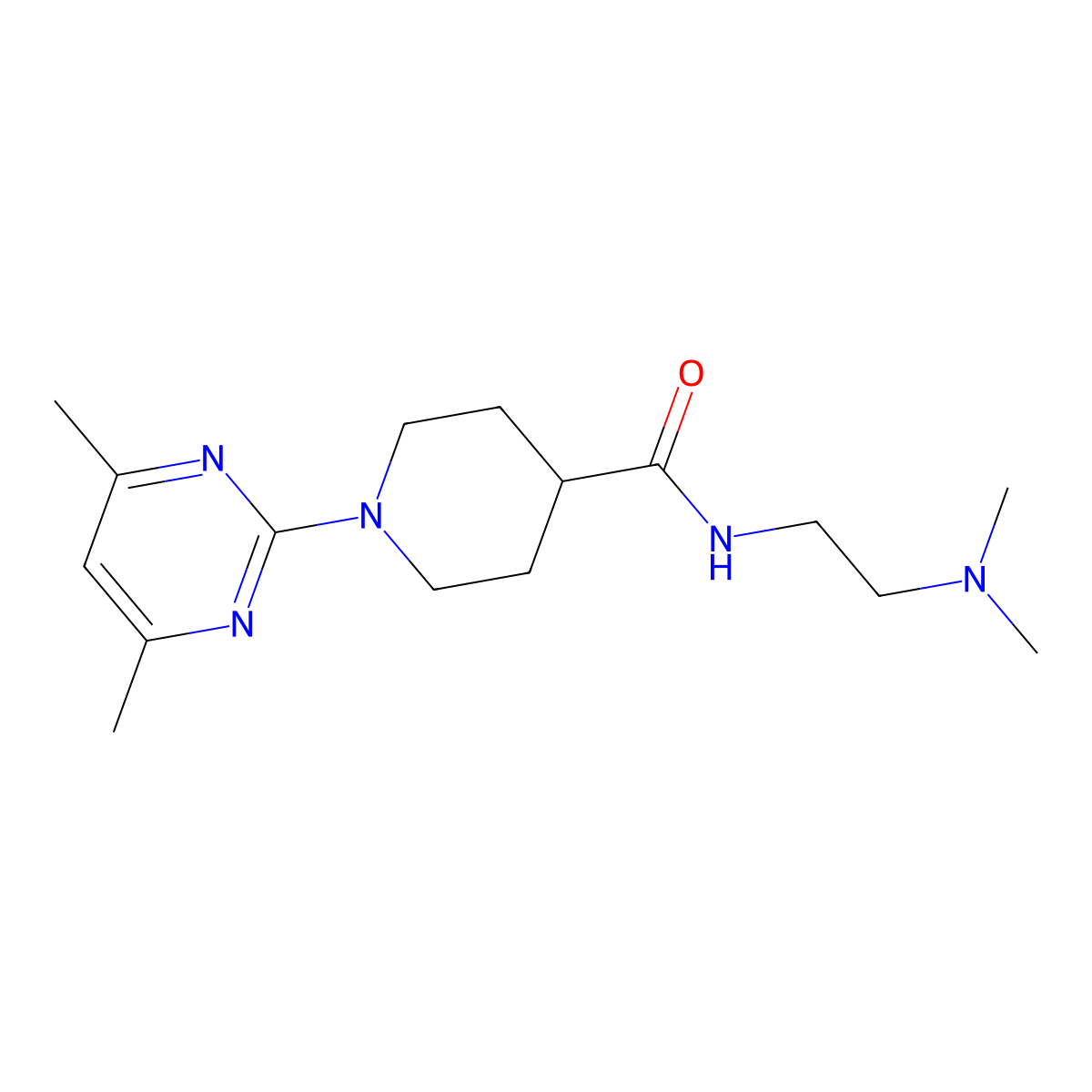N-[2-(dimethylamino)ethyl]-1-(4,6-dimethylpyrimidin-2-yl)piperidine-4-carboxamide molecular structure, CAS 1401602-05-8