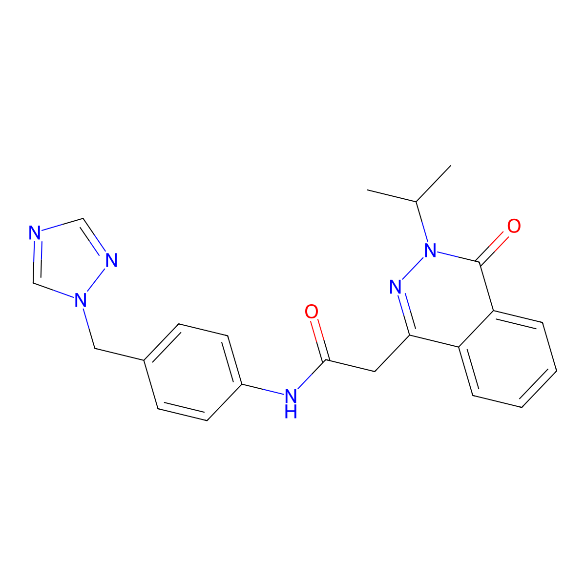 2-[4-oxo-3-(propan-2-yl)-3,4-dihydrophthalazin-1-yl]-N-[4-(1H-1,2,4-triazol-1-ylmethyl)phenyl]acetamide molecular structure, CAS 1401602-11-6