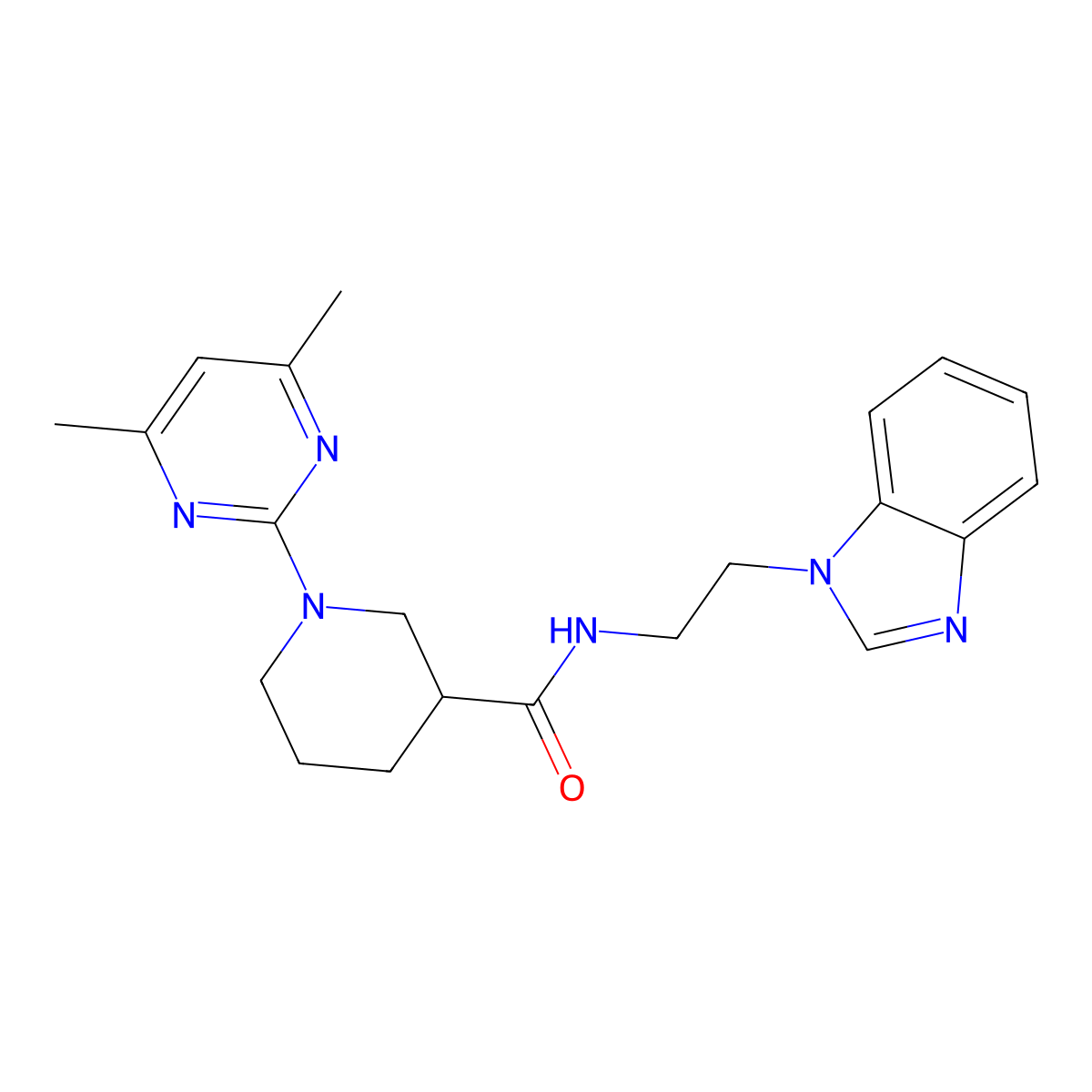 N-[2-(1H-1,3-benzimidazol-1-yl)ethyl]-1-(4,6-dimethyl-2-pyrimidinyl)-3-piperidinecarboxamide molecular structure, CAS 1401602-15-0