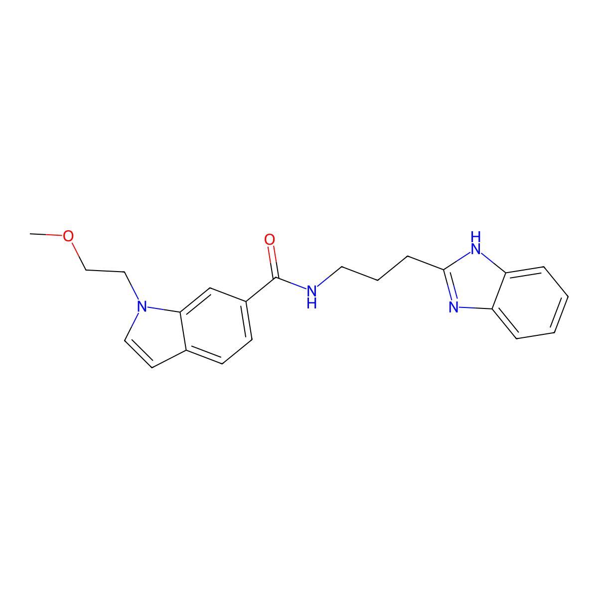 N-[3-(1H-benzimidazol-2-yl)propyl]-1-(2-methoxyethyl)-1H-indole-6-carboxamide molecular structure, CAS 1401602-38-7