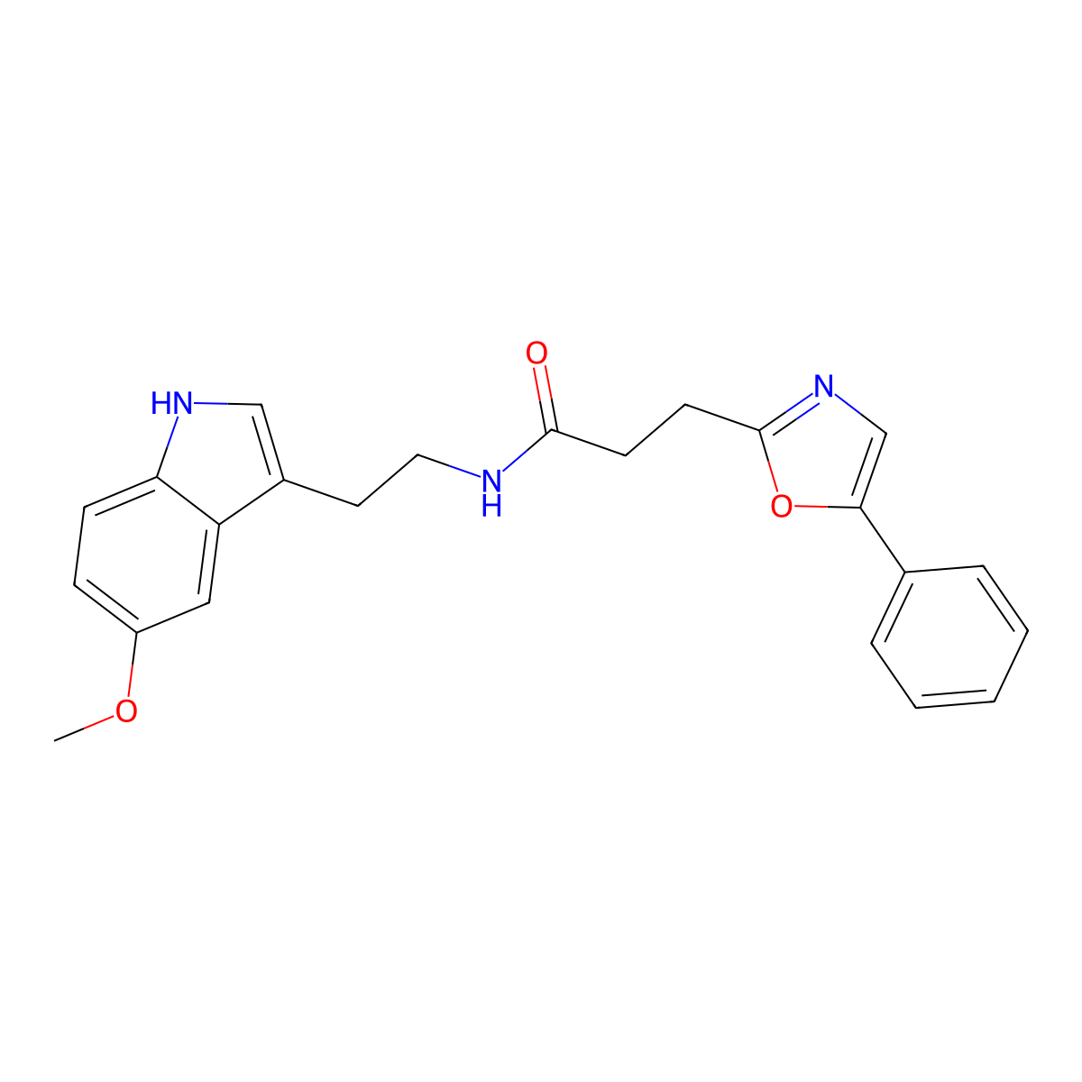 N-[2-(5-methoxy-1H-indol-3-yl)ethyl]-3-(5-phenyl-1,3-oxazol-2-yl)propanamide molecular structure, CAS 1401602-39-8