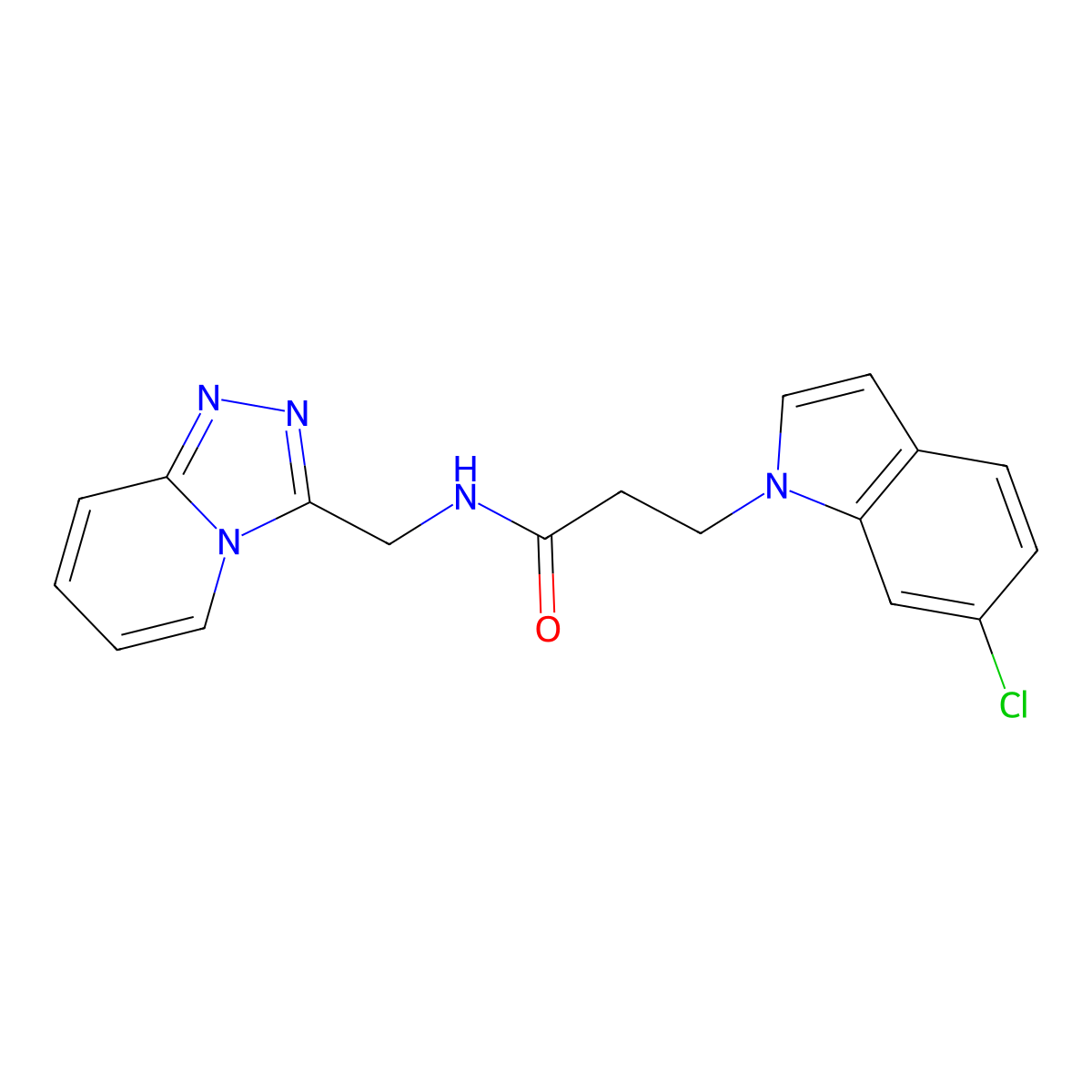 3-(6-chloro-1H-indol-1-yl)-N-([1,2,4]triazolo[4,3-a]pyridin-3-ylmethyl)propanamide molecular structure, CAS 1401602-41-2