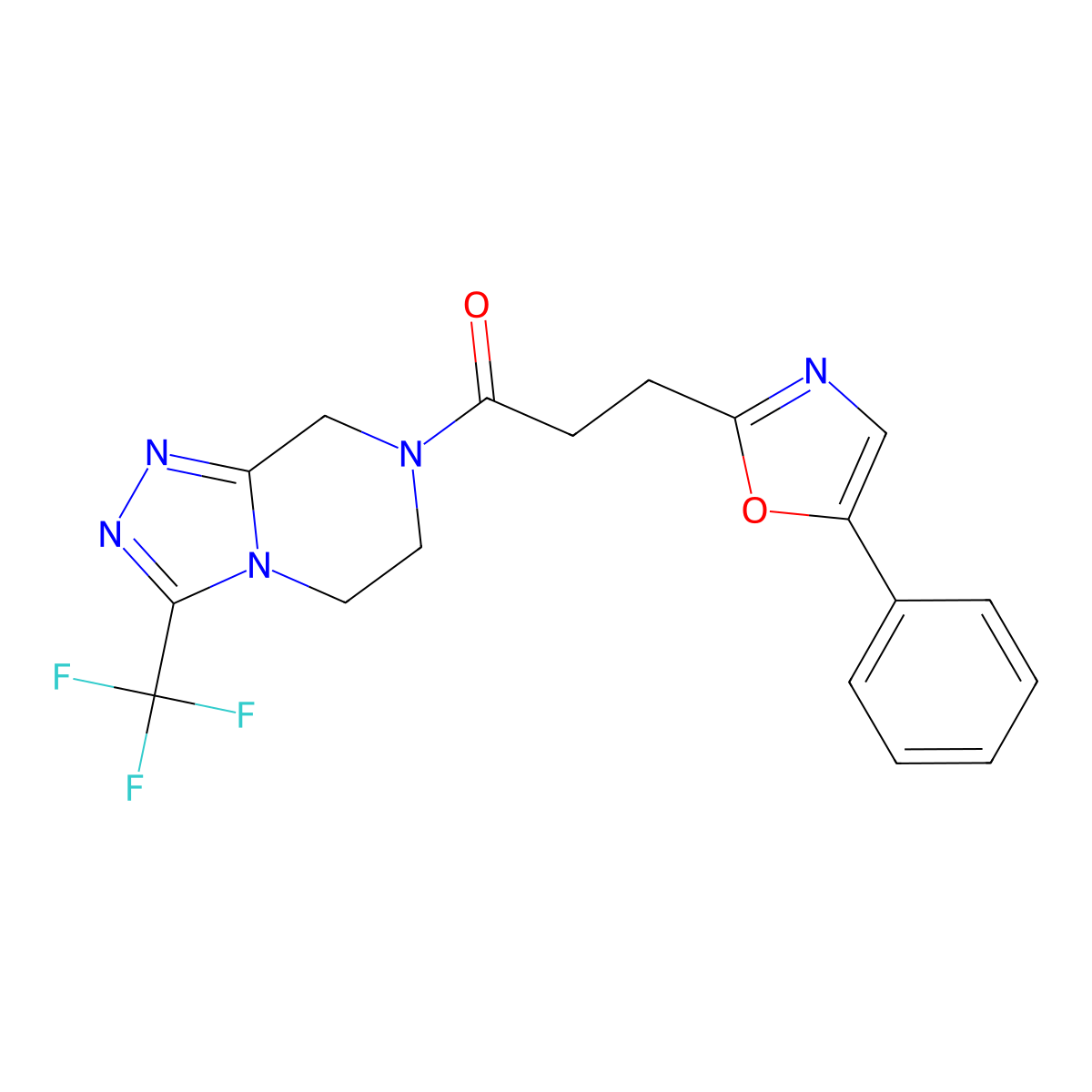 3-(5-phenyl-1,3-oxazol-2-yl)-1-[3-(trifluoromethyl)-5,6-dihydro[1,2,4]triazolo[4,3-a]pyrazin-7(8H)-yl]propan-1-one molecular structure, CAS 1401602-51-4