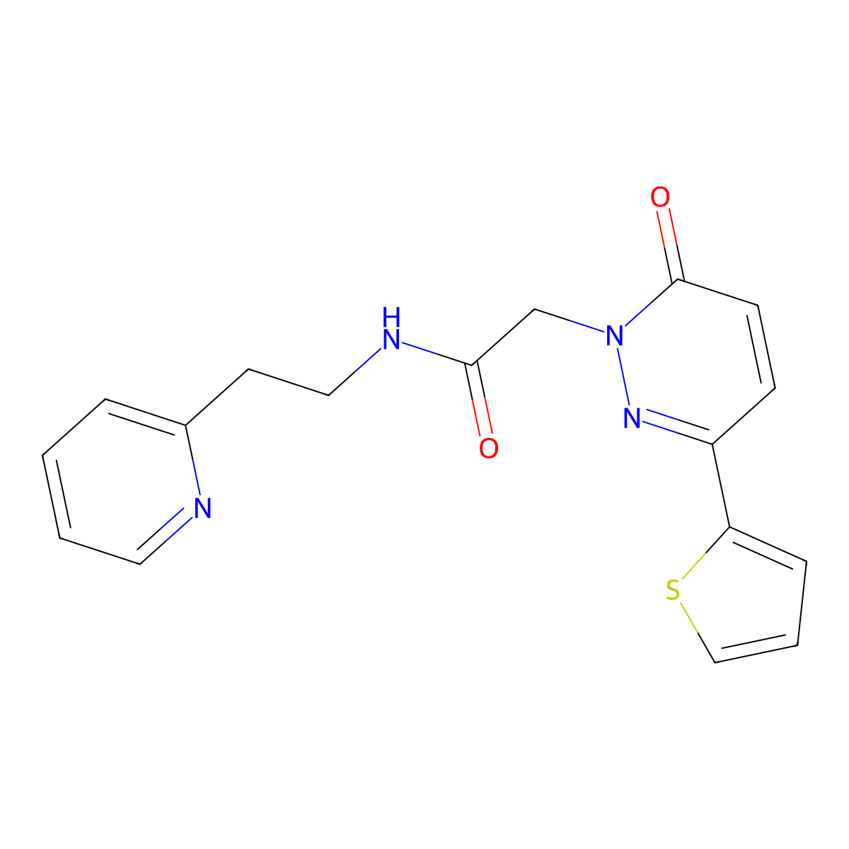 2-[6-oxo-3-(2-thienyl)-1(6H)-pyridazinyl]-N-[2-(2-pyridyl)ethyl]acetamide molecular structure, CAS 1401602-54-7