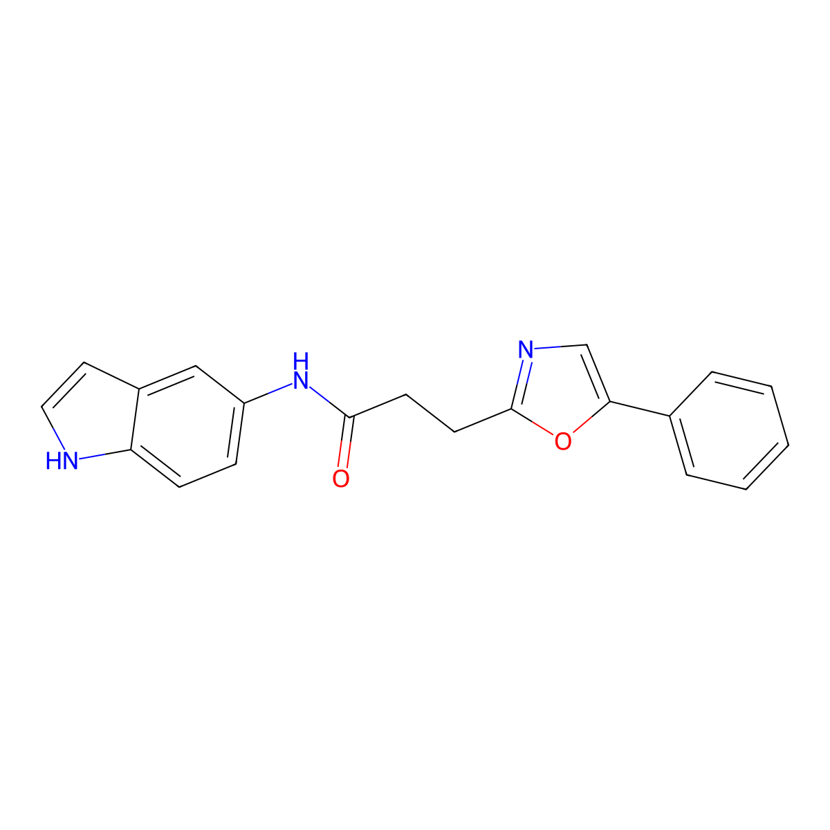 N-(1H-indol-5-yl)-3-(5-phenyl-1,3-oxazol-2-yl)propanamide molecular structure, CAS 1401602-68-3