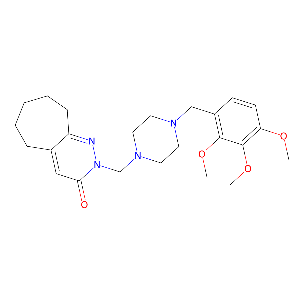 2-{[4-(2,3,4-trimethoxybenzyl)piperazin-1-yl]methyl}-2,5,6,7,8,9-hexahydro-3H-cyclohepta[c]pyridazin-3-one molecular structure, CAS 1401602-73-0
