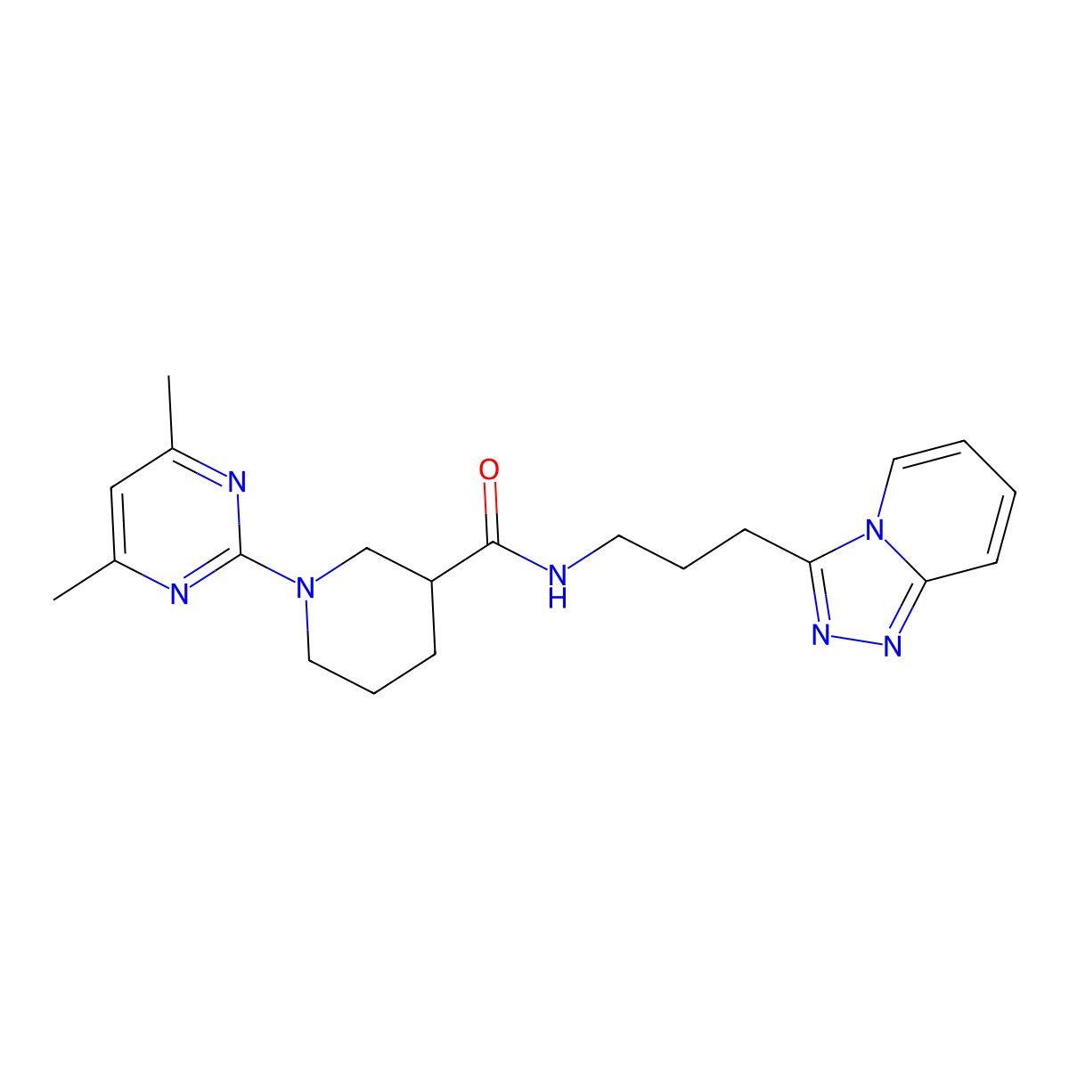 1-(4,6-dimethyl-2-pyrimidinyl)-N-(3-[1,2,4]triazolo[4,3-a]pyridin-3-ylpropyl)-3-piperidinecarboxamide molecular structure, CAS 1401602-84-3