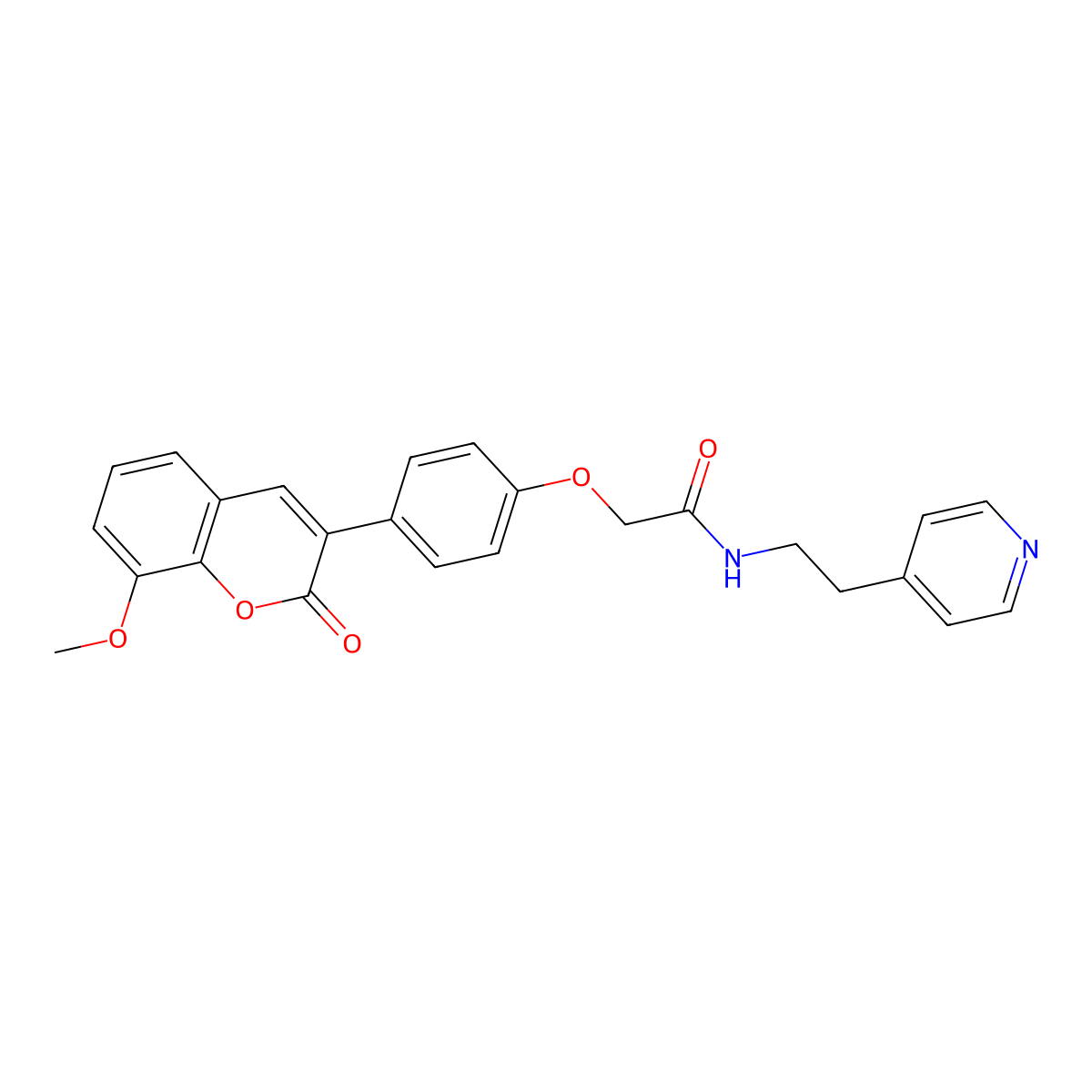 2-[4-(8-methoxy-2-oxo-2H-chromen-3-yl)phenoxy]-N-[2-(4-pyridyl)ethyl]acetamide molecular structure, CAS 1401602-91-2
