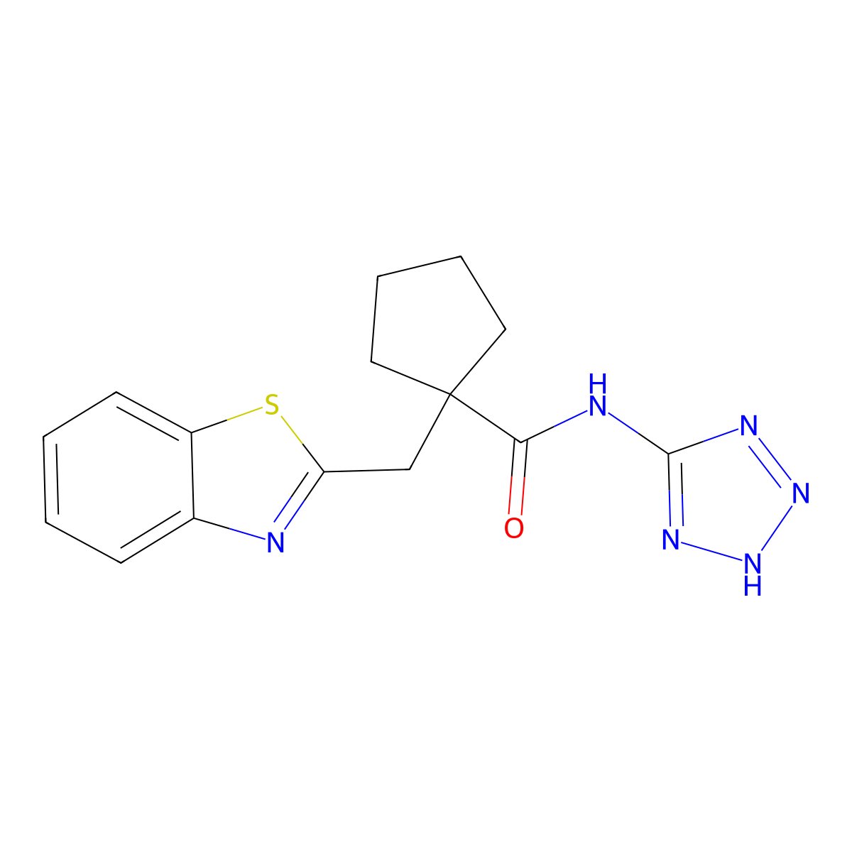1-(1,3-benzothiazol-2-ylmethyl)-N-(2H-tetrazol-5-yl)cyclopentanecarboxamide molecular structure, CAS 1401602-94-5