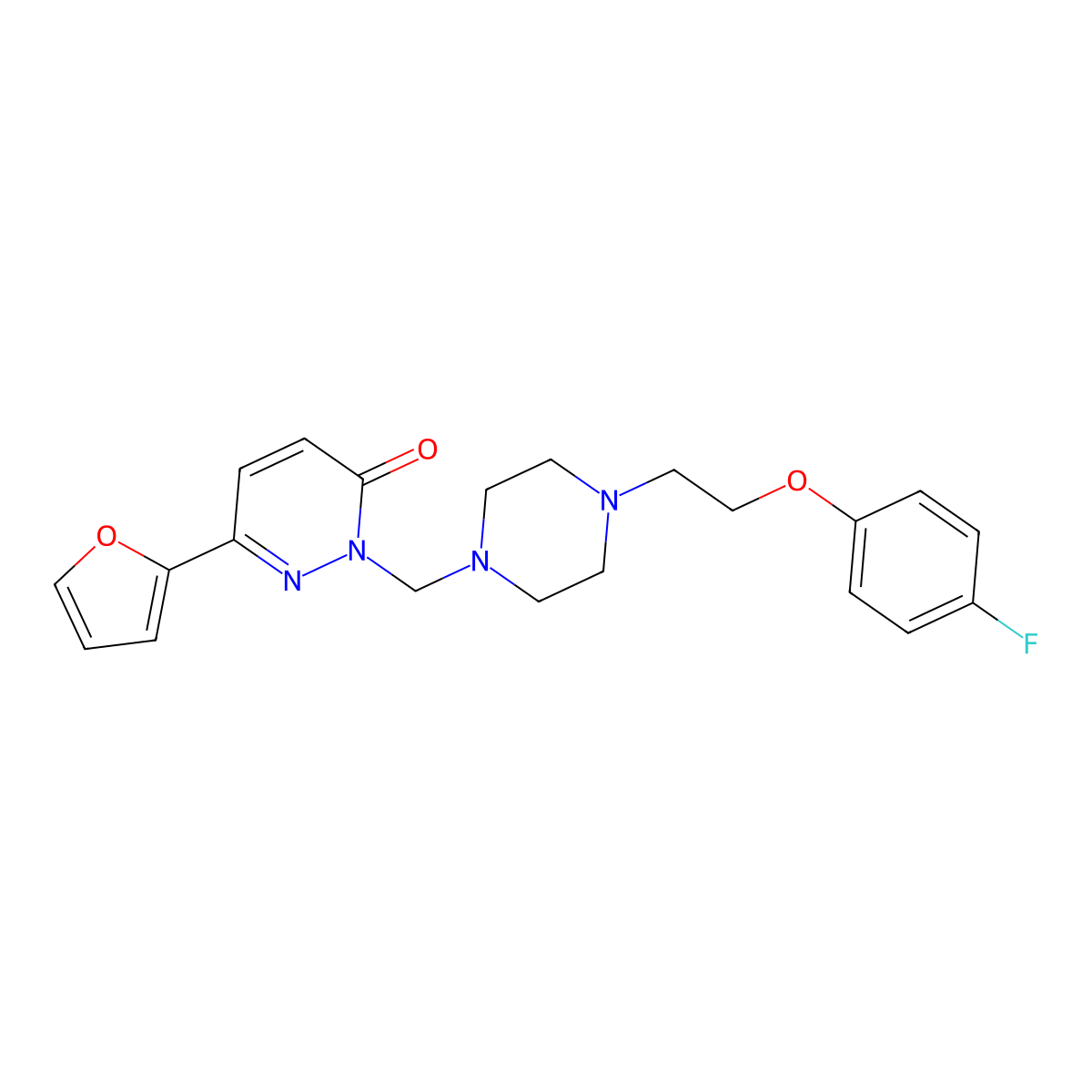 2-({4-[2-(4-fluorophenoxy)ethyl]piperazin-1-yl}methyl)-6-(furan-2-yl)pyridazin-3(2H)-one molecular structure, CAS 1401602-96-7