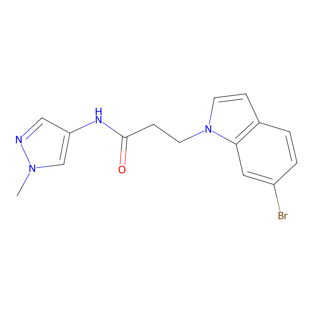 3-(6-bromo-1H-indol-1-yl)-N-(1-methyl-1H-pyrazol-4-yl)propanamide molecular structure, CAS 1401603-03-9