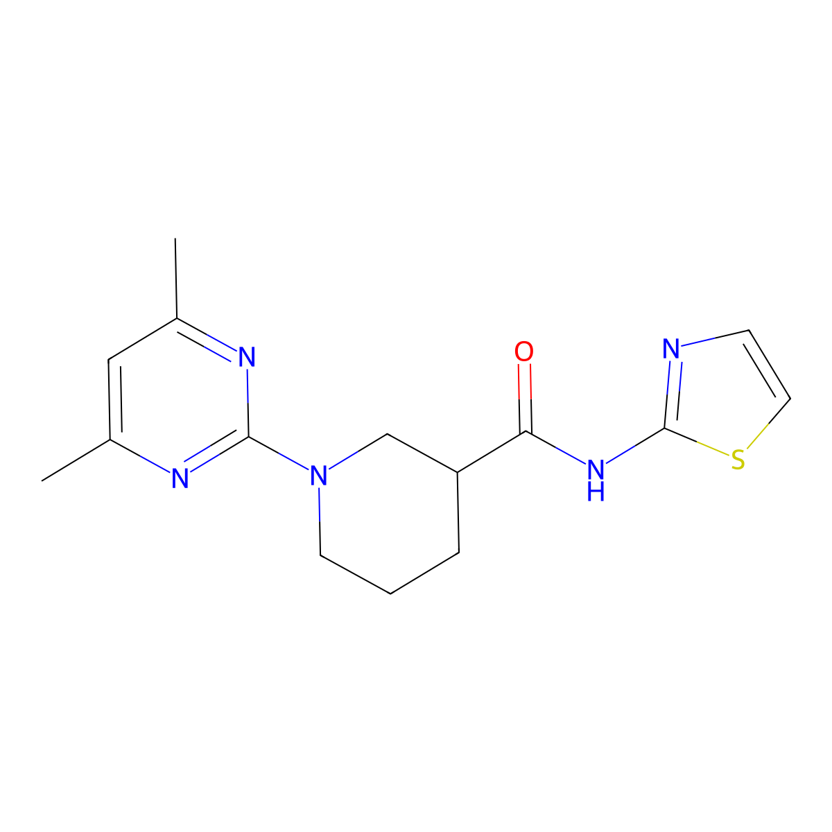 1-(4,6-dimethylpyrimidin-2-yl)-N-(thiazol-2-yl)piperidine-3-carboxamide molecular structure, CAS 1401603-05-1