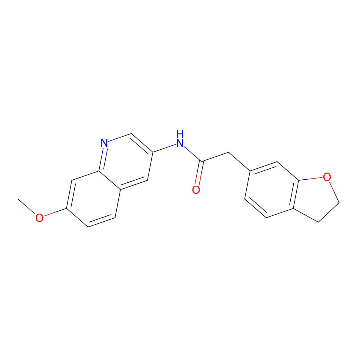 2-(2,3-dihydro-1-benzofuran-6-yl)-N-(7-methoxyquinolin-3-yl)acetamide molecular structure, CAS 1401603-09-5