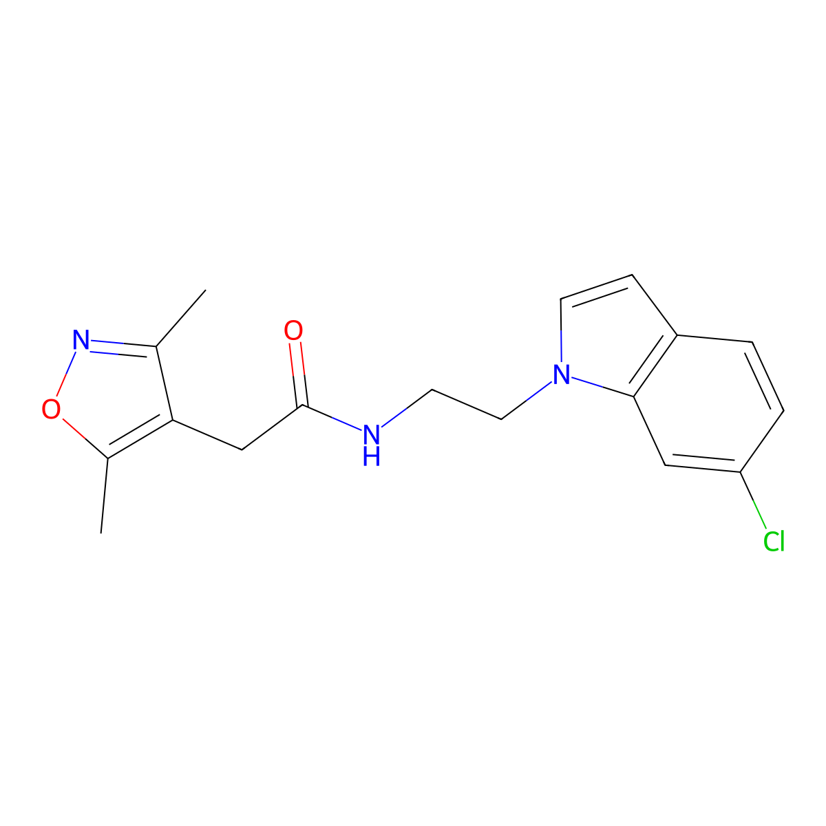 N-[2-(6-chloro-1H-indol-1-yl)ethyl]-2-(3,5-dimethyl-1,2-oxazol-4-yl)acetamide molecular structure, CAS 1401603-12-0