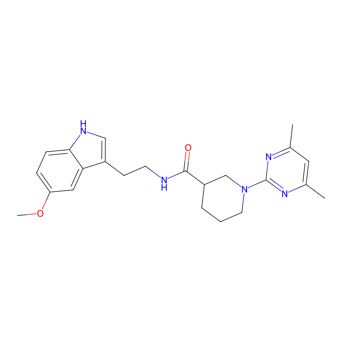 1-(4,6-dimethylpyrimidin-2-yl)-N-[2-(5-methoxy-1H-indol-3-yl)ethyl]piperidine-3-carboxamide molecular structure, CAS 1401603-20-0