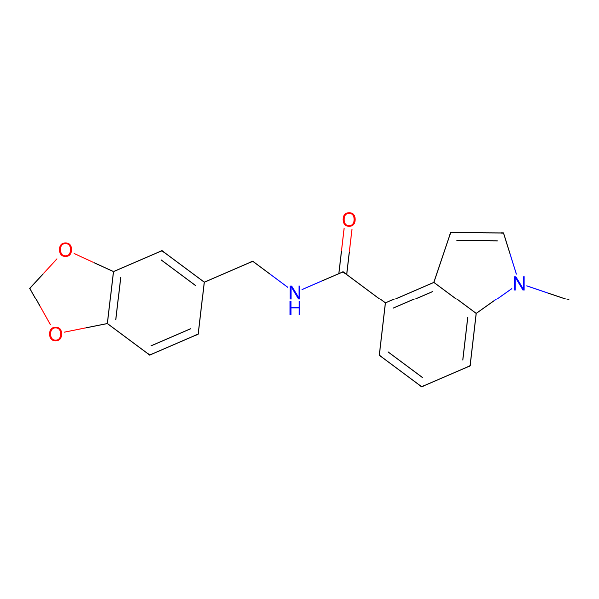N-(1,3-benzodioxol-5-ylmethyl)-1-methyl-1H-indole-4-carboxamide molecular structure, CAS 1401603-21-1