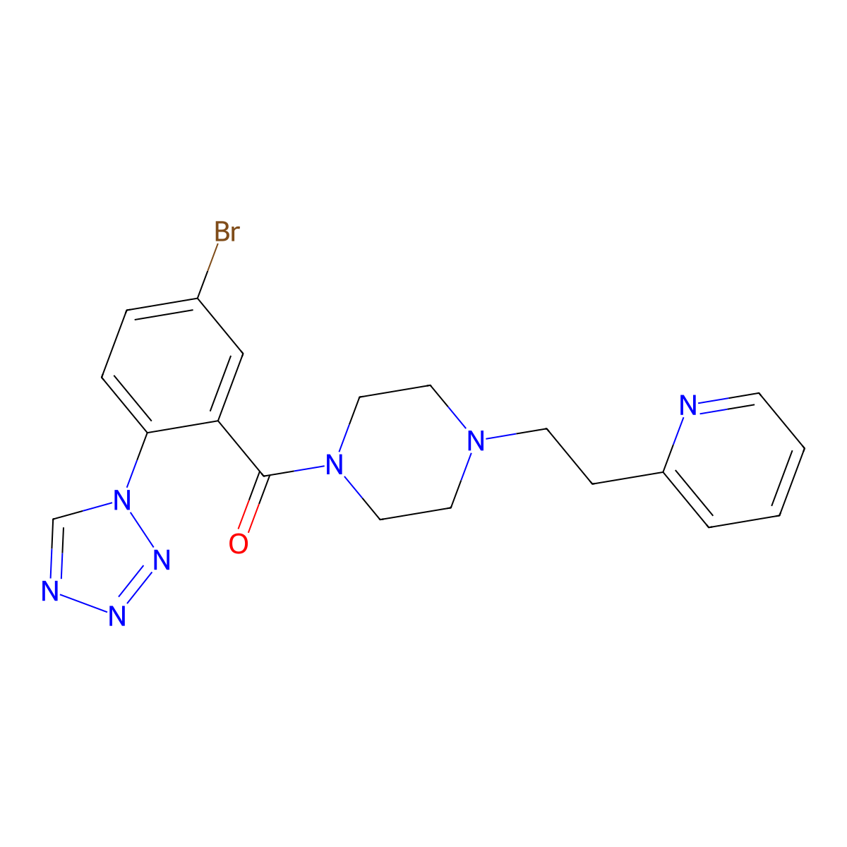[5-bromo-2-(1H-tetrazol-1-yl)phenyl]{4-[2-(pyridin-2-yl)ethyl]piperazin-1-yl}methanone molecular structure, CAS 1401603-24-4