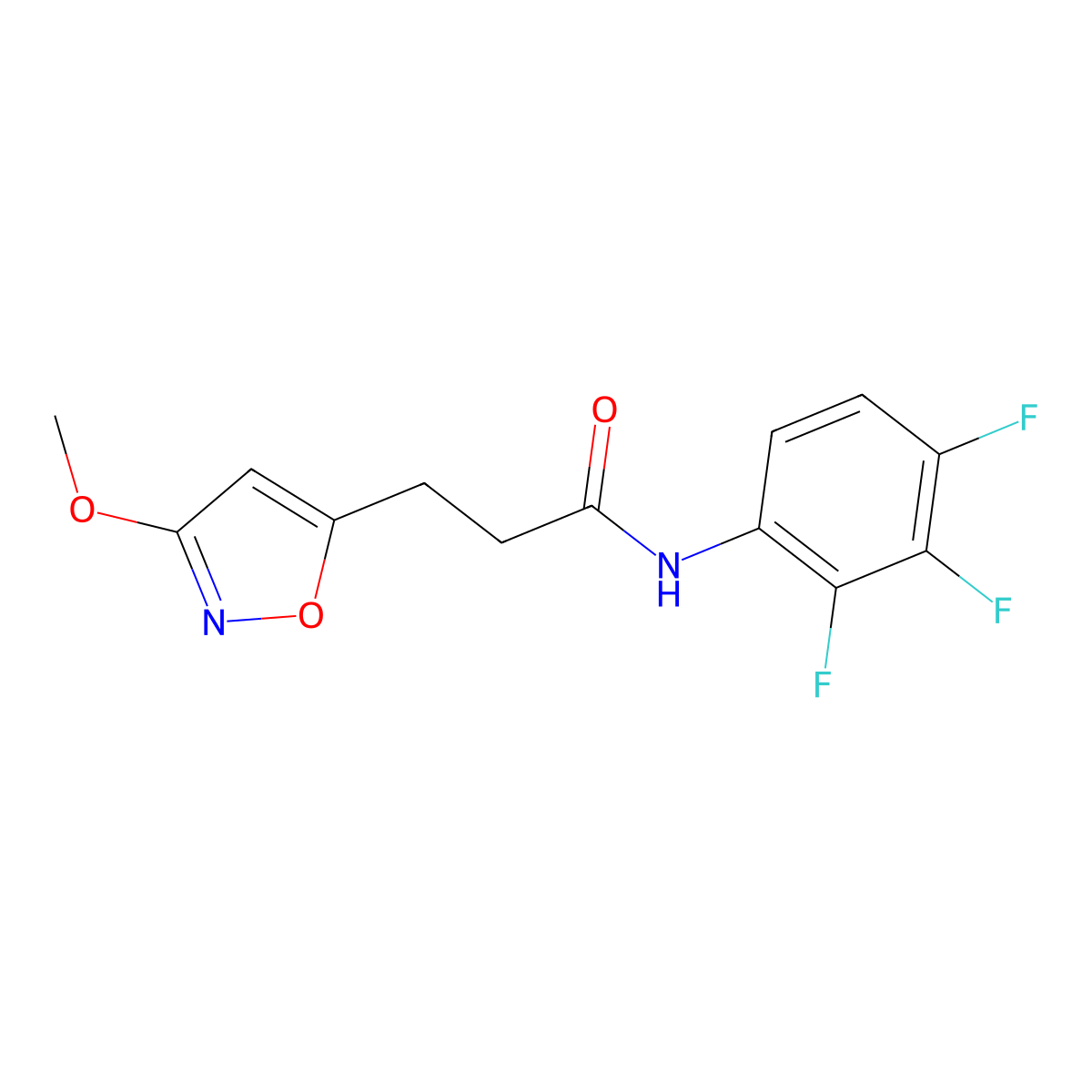 3-(3-methoxy-1,2-oxazol-5-yl)-N-(2,3,4-trifluorophenyl)propanamide molecular structure, CAS 1401603-30-2