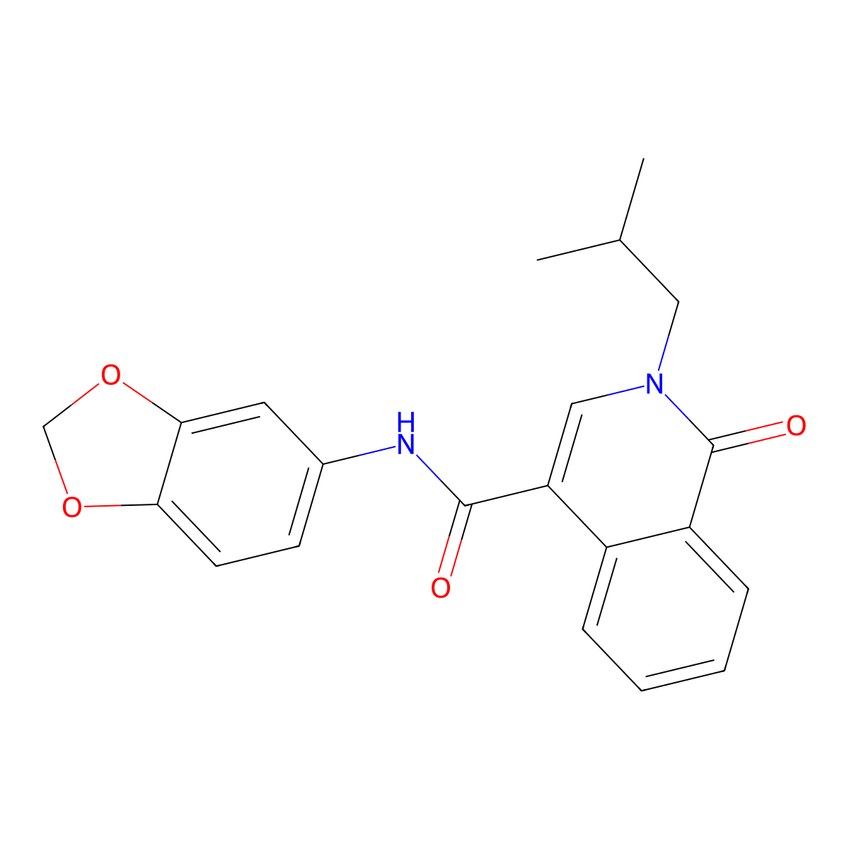 N-(1,3-benzodioxol-5-yl)-2-(2-methylpropyl)-1-oxo-1,2-dihydroisoquinoline-4-carboxamide molecular structure, CAS 1401603-34-6