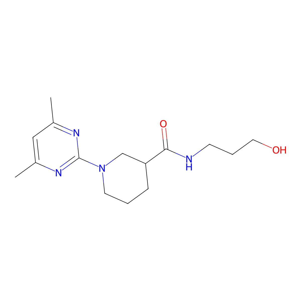 1-(4,6-dimethylpyrimidin-2-yl)-N-(3-hydroxypropyl)piperidine-3-carboxamide molecular structure, CAS 1401603-41-5