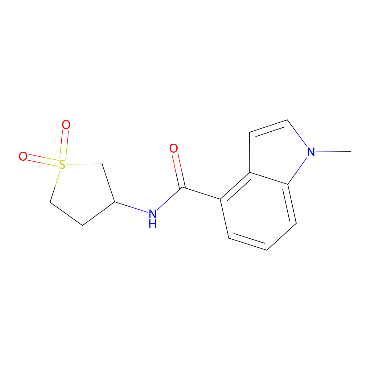 N-(1,1-dioxidotetrahydrothiophen-3-yl)-1-methyl-1H-indole-4-carboxamide molecular structure, CAS 1401603-48-2