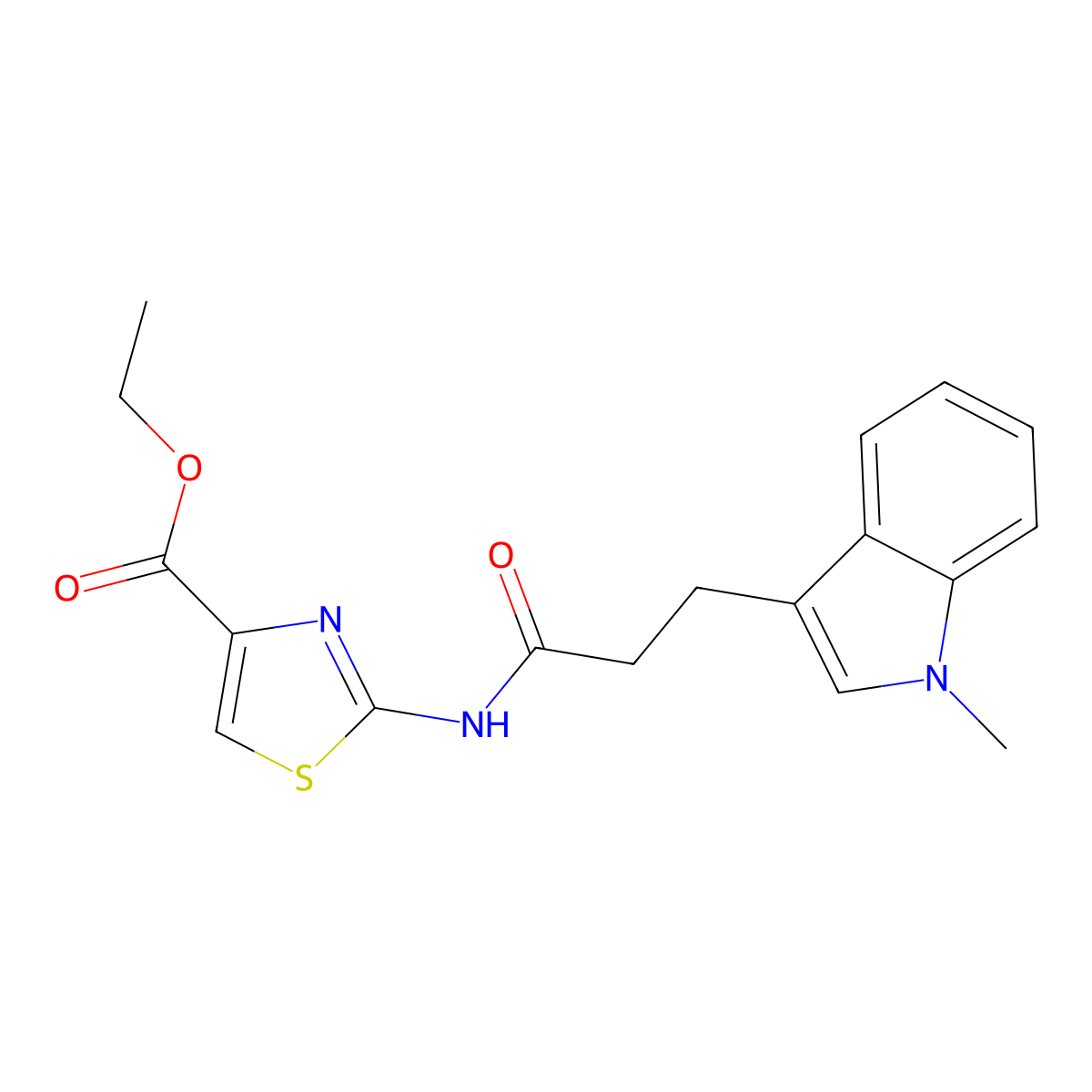 ethyl 2-{[3-(1-methyl-1H-indol-3-yl)propanoyl]amino}-1,3-thiazole-4-carboxylate molecular structure, CAS 1401604-11-2