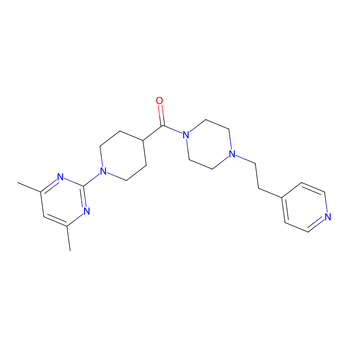 [1-(4,6-Dimethylpyrimidin-2-yl)piperidin-4-yl]{4-[2-(pyridin-4-yl)ethyl]piperazin-1-yl}methanone molecular structure, CAS 1401604-13-4