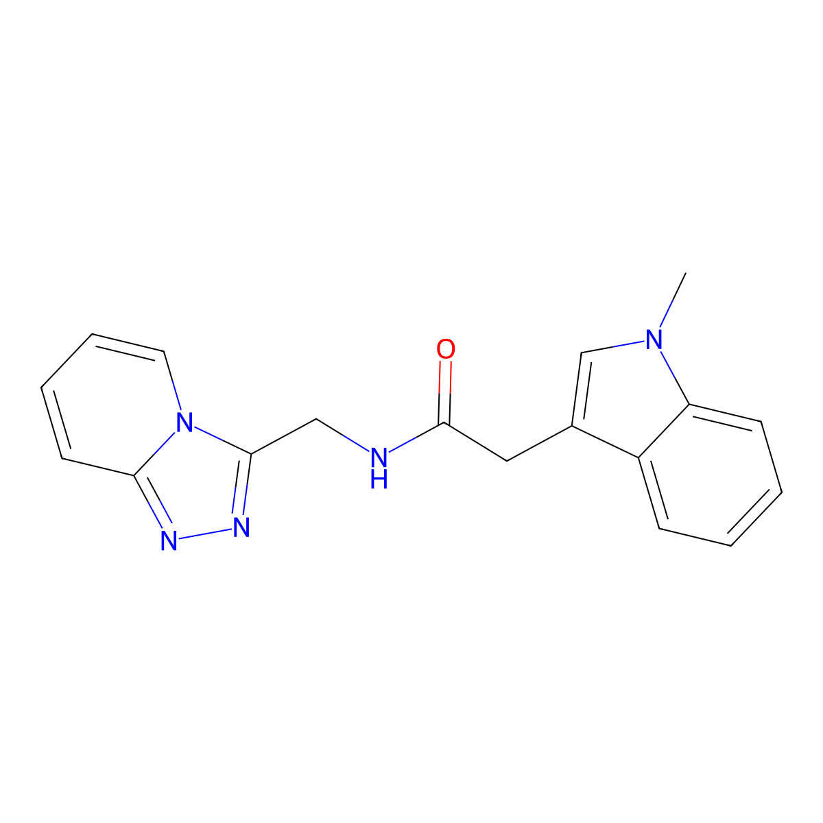 2-(1-methyl-1H-indol-3-yl)-N-([1,2,4]triazolo[4,3-a]pyridin-3-ylmethyl)acetamide molecular structure, CAS 1401604-39-4