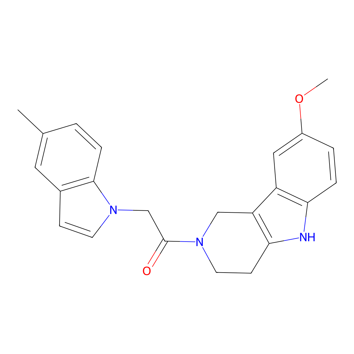 1-(8-methoxy-1,3,4,5-tetrahydro-2H-pyrido[4,3-b]indol-2-yl)-2-(5-methyl-1H-indol-1-yl)ethanone molecular structure, CAS 1401604-46-3
