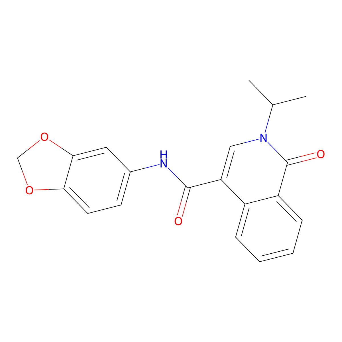 N-(1,3-benzodioxol-5-yl)-1-oxo-2-(propan-2-yl)-1,2-dihydroisoquinoline-4-carboxamide molecular structure, CAS 1401604-57-6