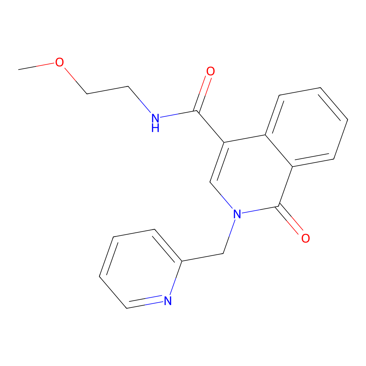 N-(2-methoxyethyl)-1-oxo-2-(pyridin-2-ylmethyl)-1,2-dihydroisoquinoline-4-carboxamide molecular structure, CAS 1401604-74-7