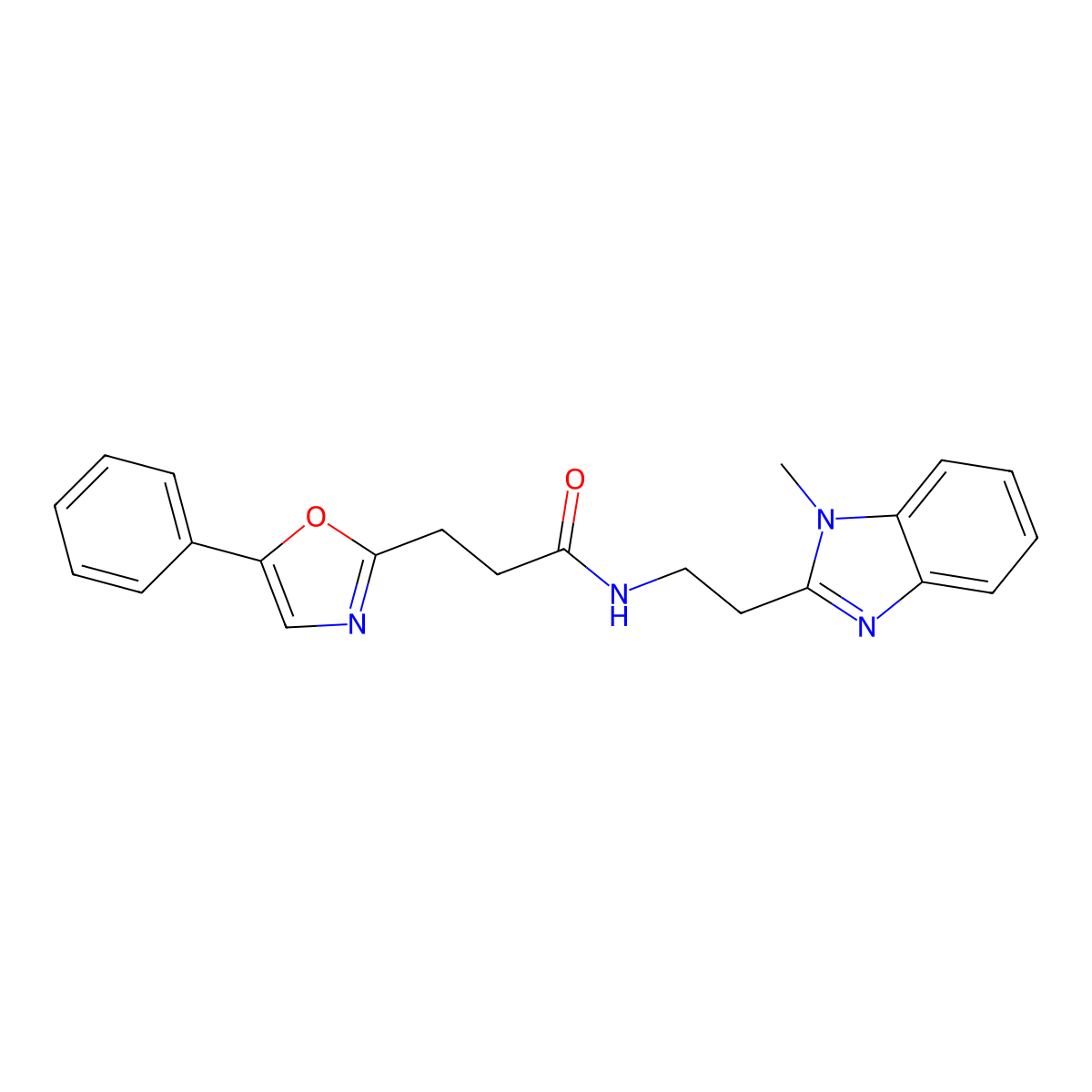 N-[2-(1-methyl-1H-benzimidazol-2-yl)ethyl]-3-(5-phenyl-1,3-oxazol-2-yl)propanamide molecular structure, CAS 1401604-87-2