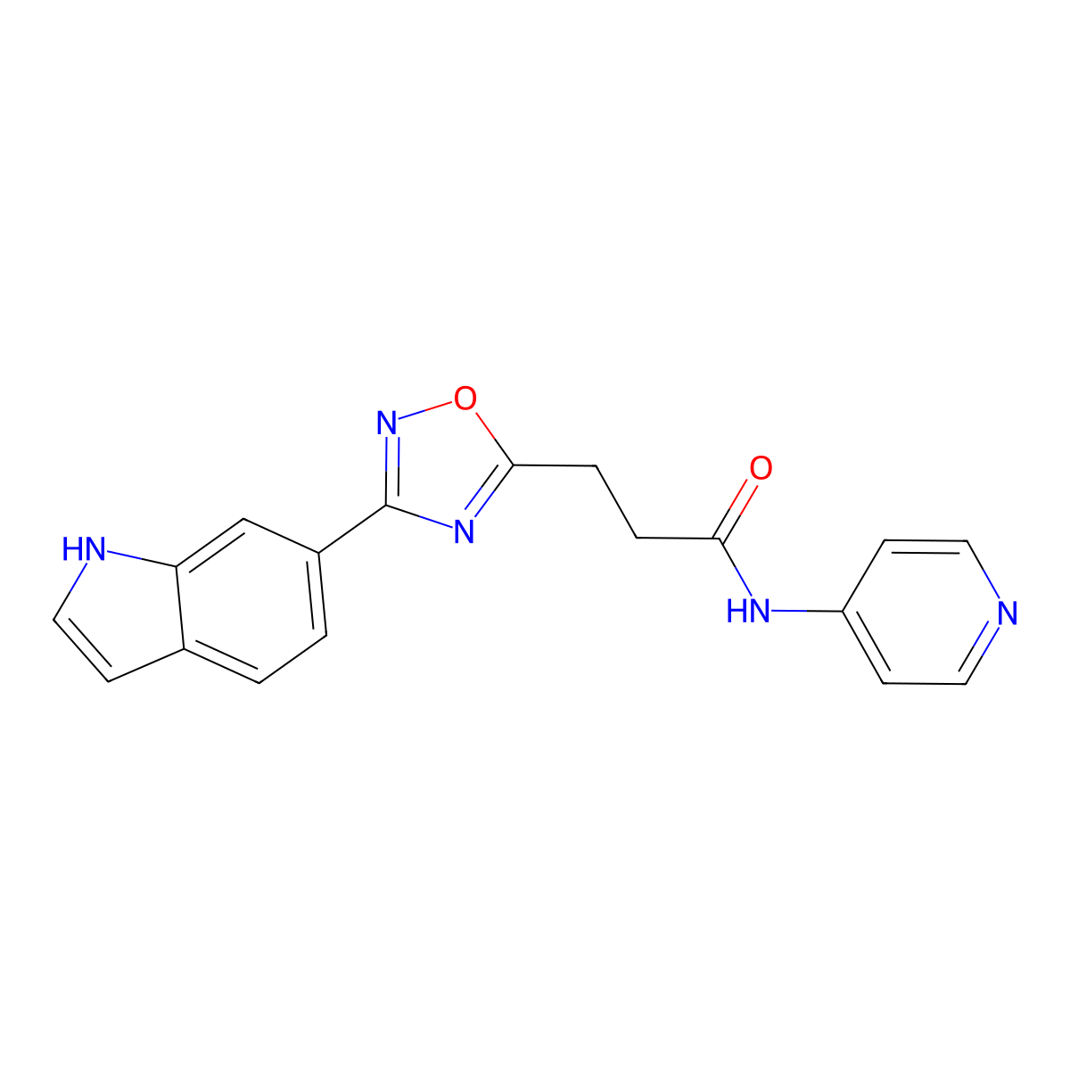 3-(3-(1H-indol-6-yl)-1,2,4-oxadiazol-5-yl)-N-(pyridin-4-yl)propanamide molecular structure, CAS 1401605-49-9
