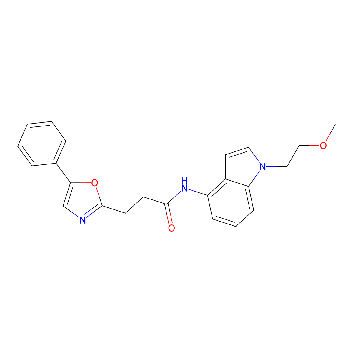 N-[1-(2-methoxyethyl)-1H-indol-4-yl]-3-(5-phenyl-1,3-oxazol-2-yl)propanamide molecular structure, CAS 1401605-58-0