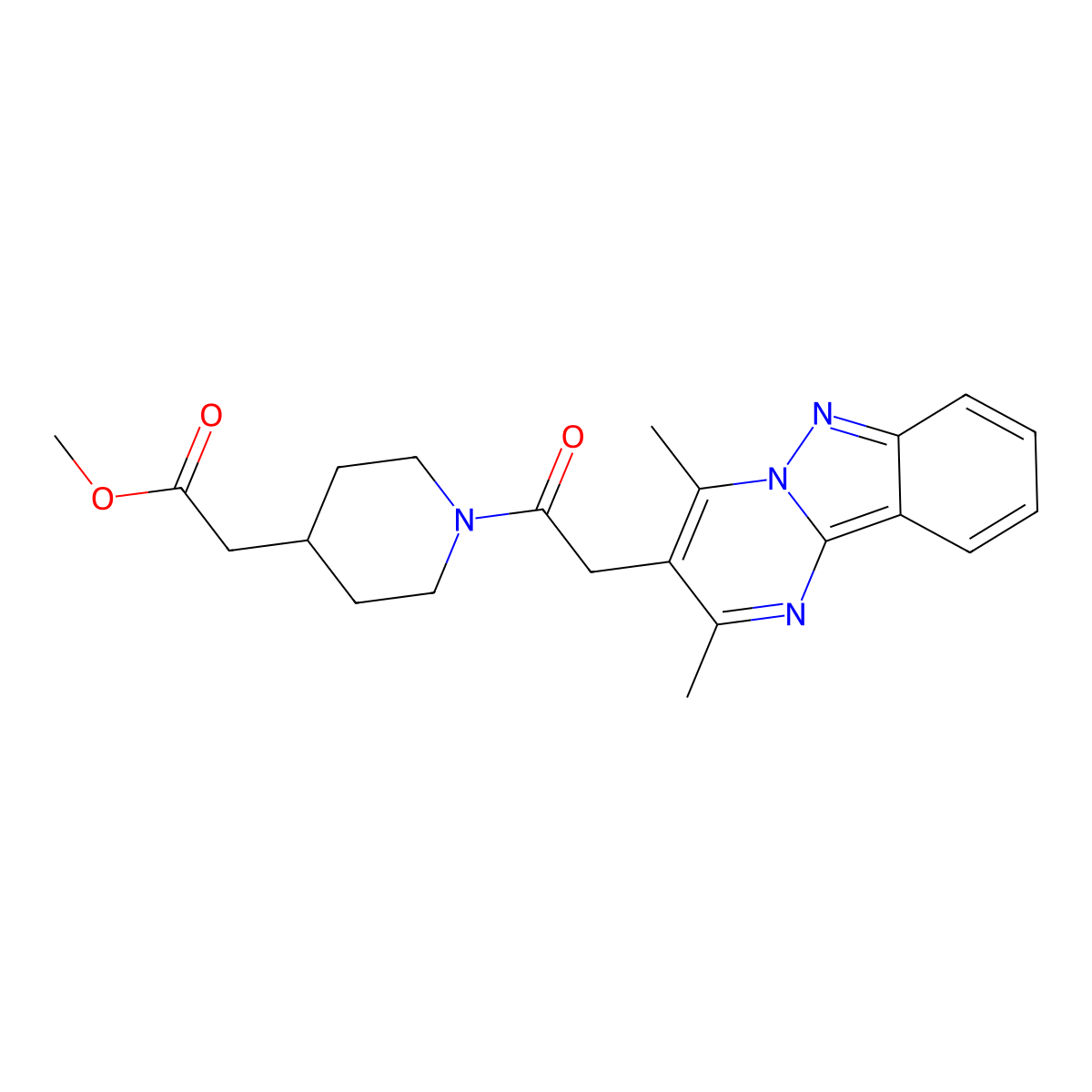 Methyl {1-[(2,4-dimethylpyrimido[1,2-b]indazol-3-yl)acetyl]piperidin-4-yl}acetate molecular structure, CAS 1401605-64-8