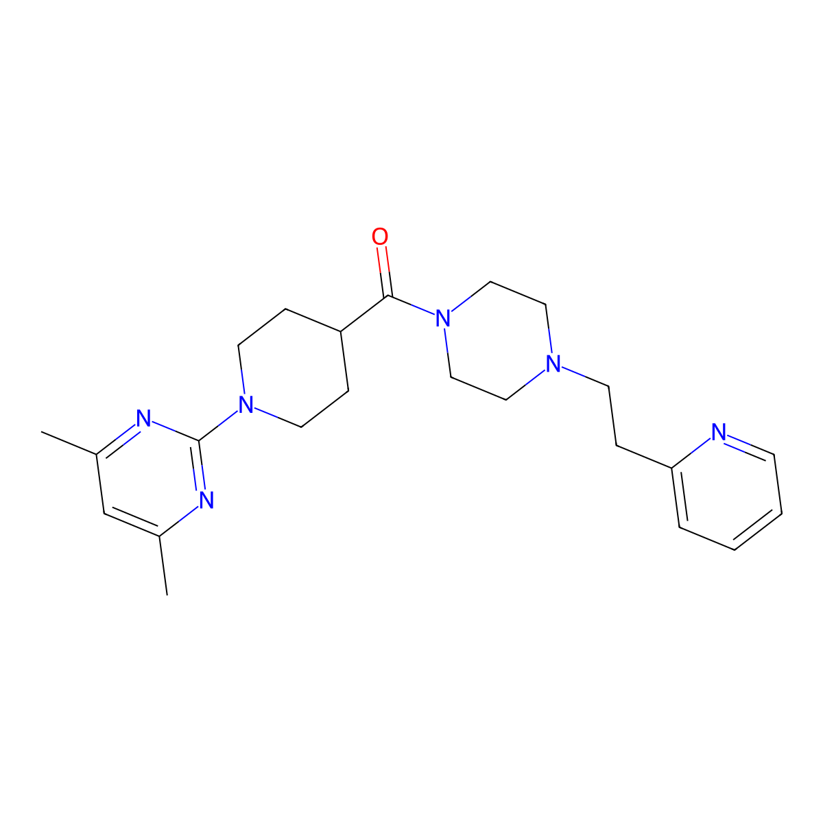 [1-(4,6-Dimethylpyrimidin-2-yl)piperidin-4-yl]{4-[2-(pyridin-2-yl)ethyl]piperazin-1-yl}methanone molecular structure, CAS 1401605-68-2