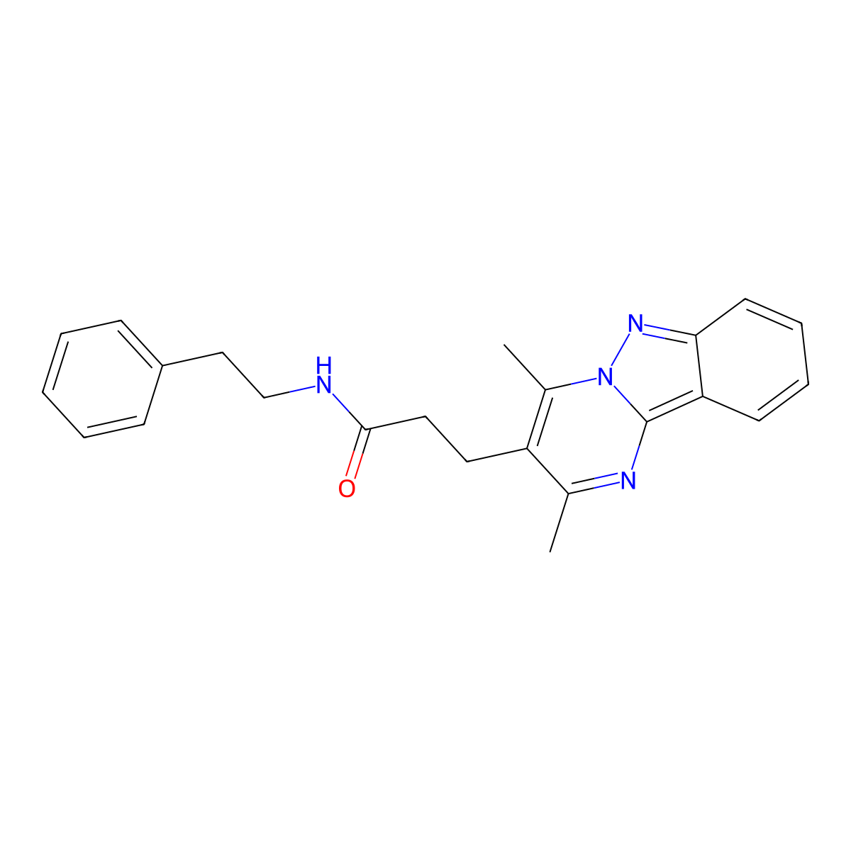 3-(2,4-dimethylpyrimido[1,2-b]indazol-3-yl)-N-phenethylpropanamide molecular structure, CAS 1401605-80-8