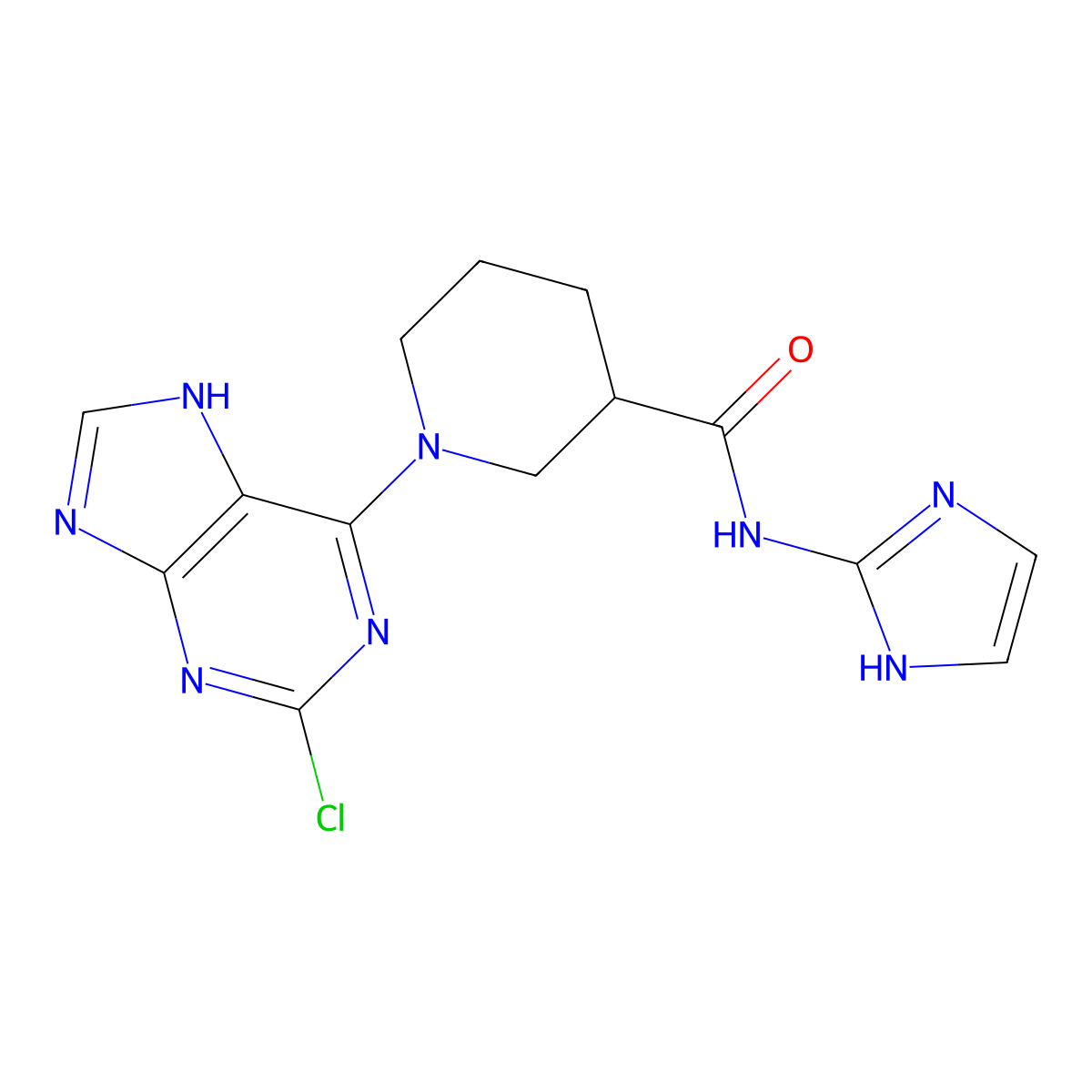 1-(2-chloro-9H-purin-6-yl)-N-(1H-imidazol-2-yl)piperidine-3-carboxamide molecular structure, CAS 1401605-87-5